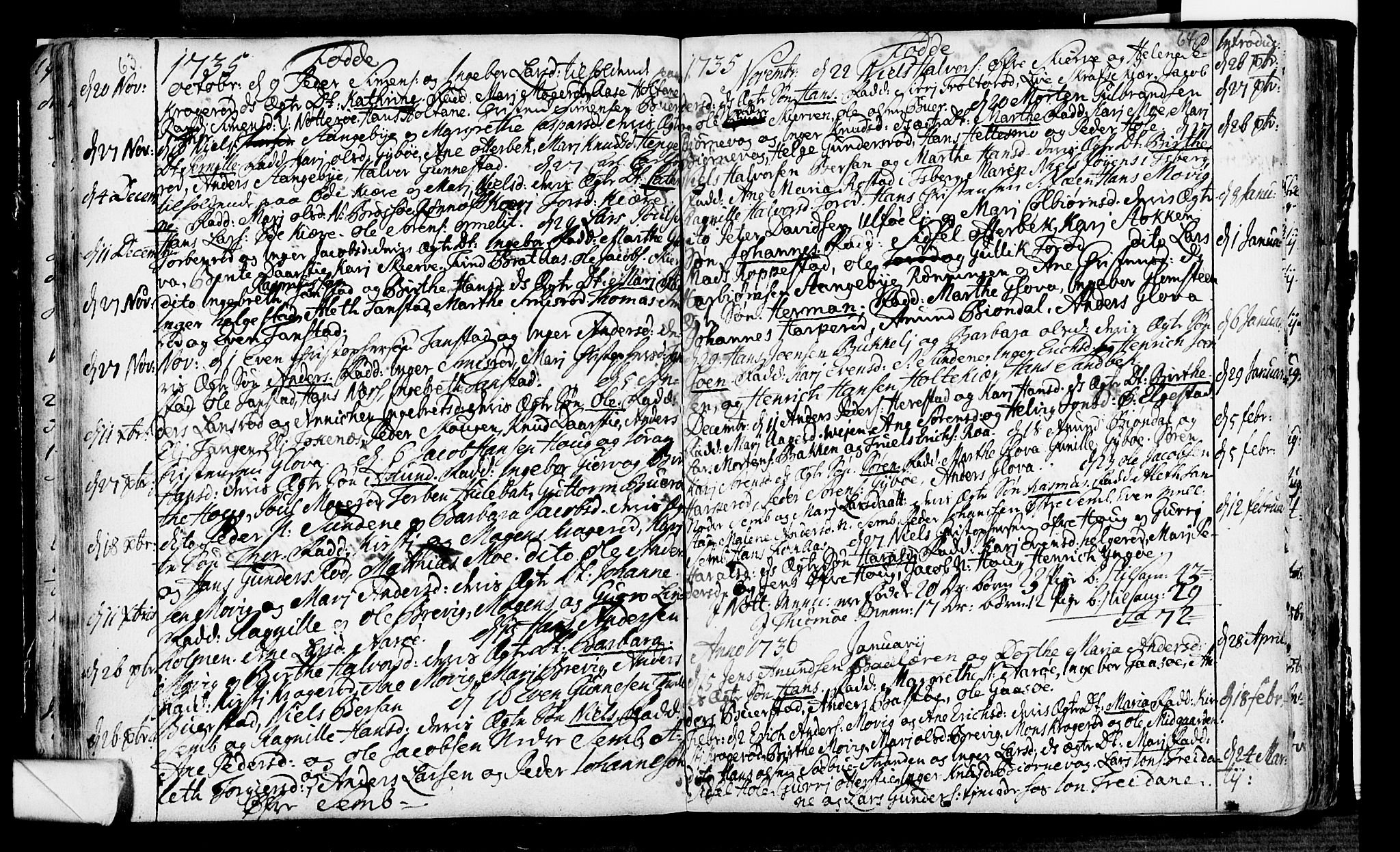 Nøtterøy kirkebøker, SAKO/A-354/F/Fa/L0001: Parish register (official) no. I 1, 1686-1738, p. 63-64
