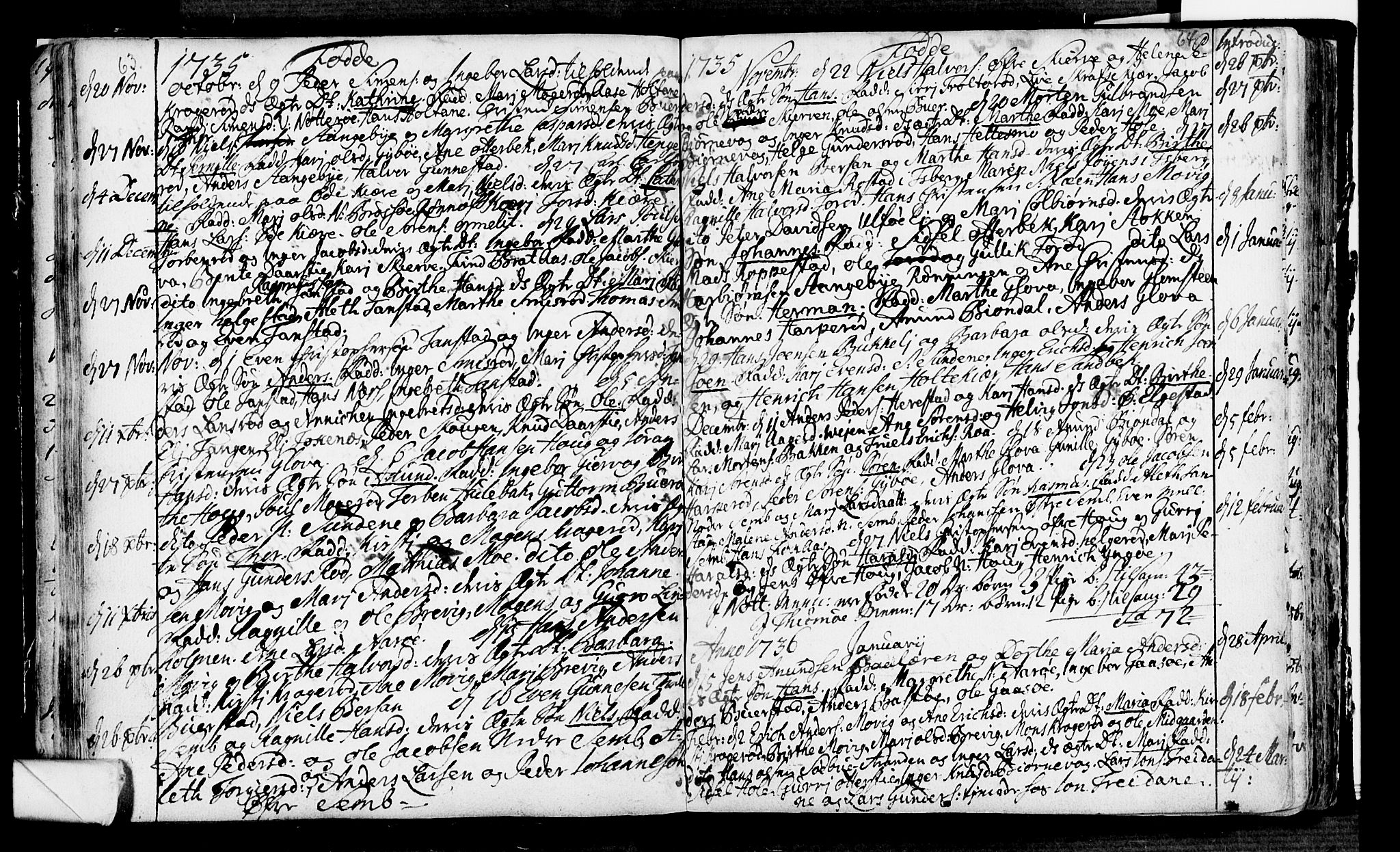 Nøtterøy kirkebøker, AV/SAKO-A-354/F/Fa/L0001: Parish register (official) no. I 1, 1686-1738, p. 63-64