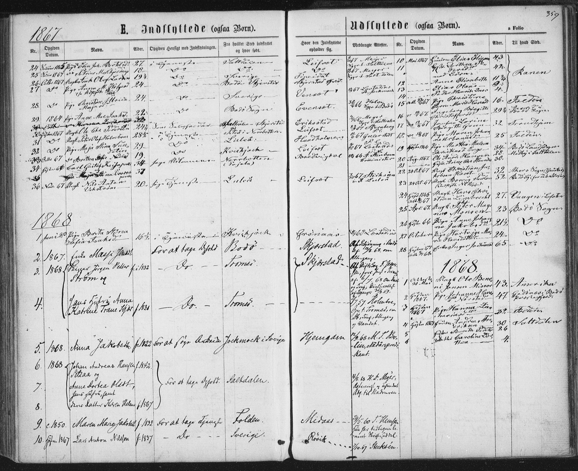 Ministerialprotokoller, klokkerbøker og fødselsregistre - Nordland, SAT/A-1459/852/L0739: Parish register (official) no. 852A09, 1866-1877, p. 359