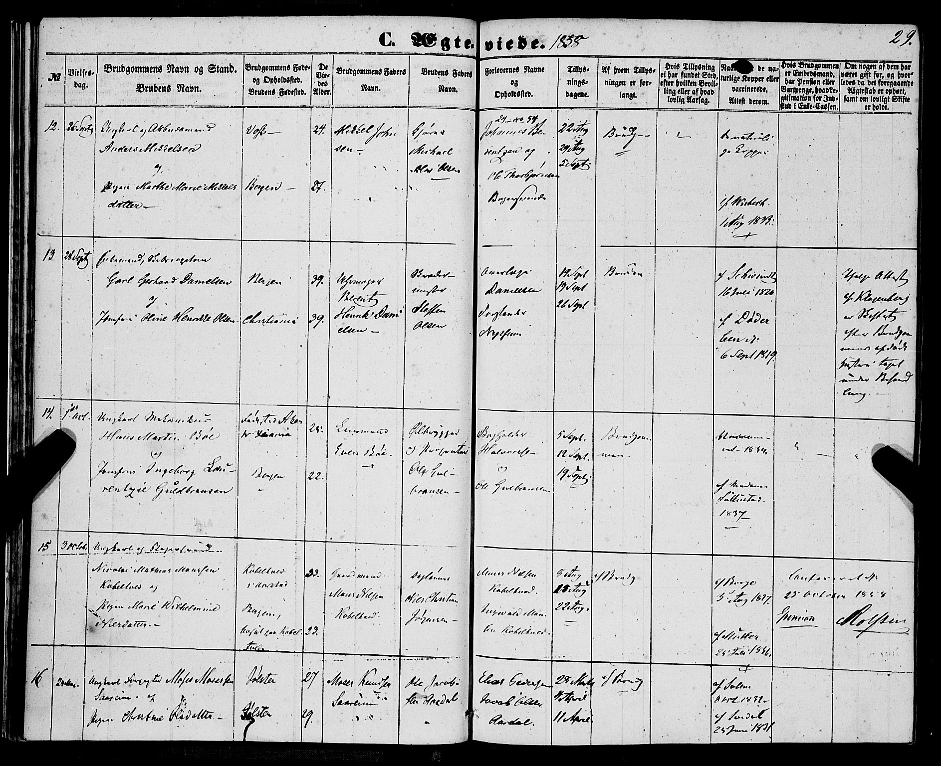 St. Jørgens hospital og Årstad sokneprestembete, SAB/A-99934: Parish register (official) no. A 9, 1853-1878, p. 29