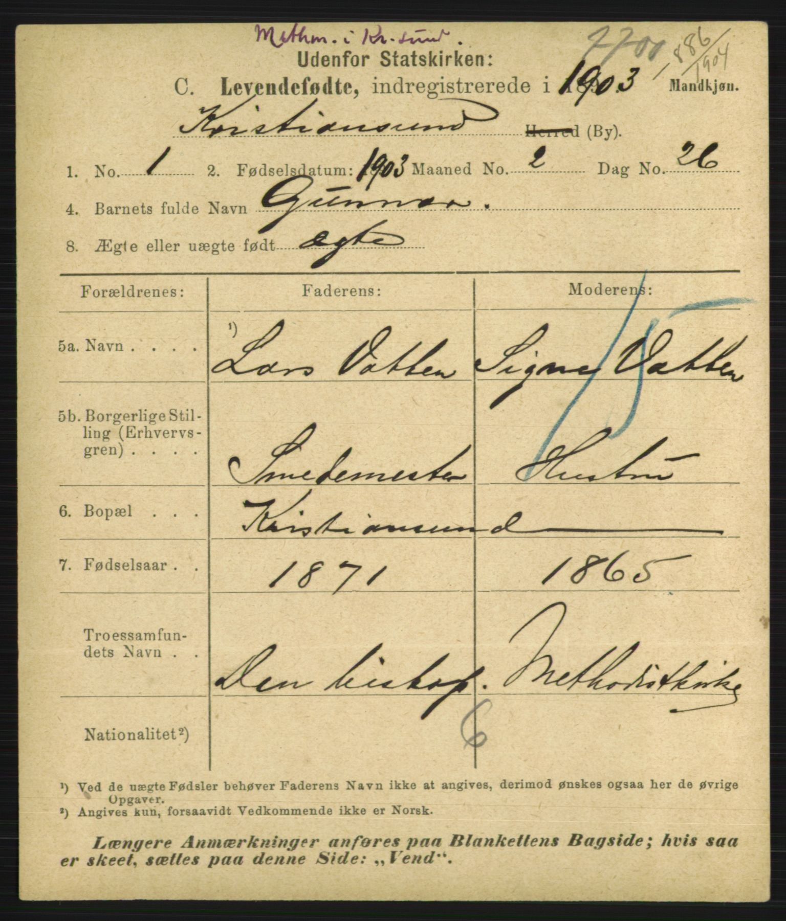 Statistisk sentralbyrå, Sosiodemografiske emner, Befolkning, RA/S-2228/D/Df/Dfa/Dfaa/L0016: Romsdal amt: Fødte, gifte, døde., 1903, p. 461