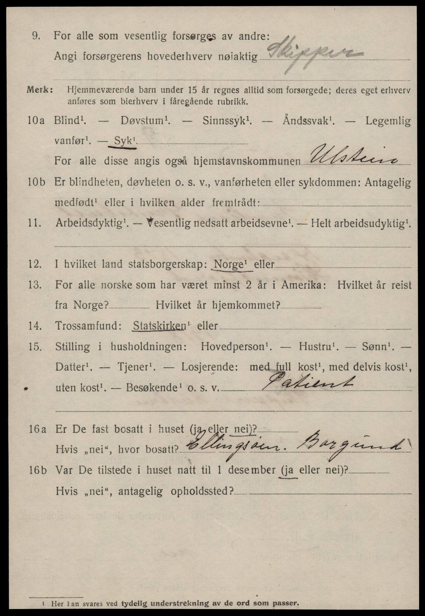 SAT, 1920 census for Ålesund, 1920, p. 10891