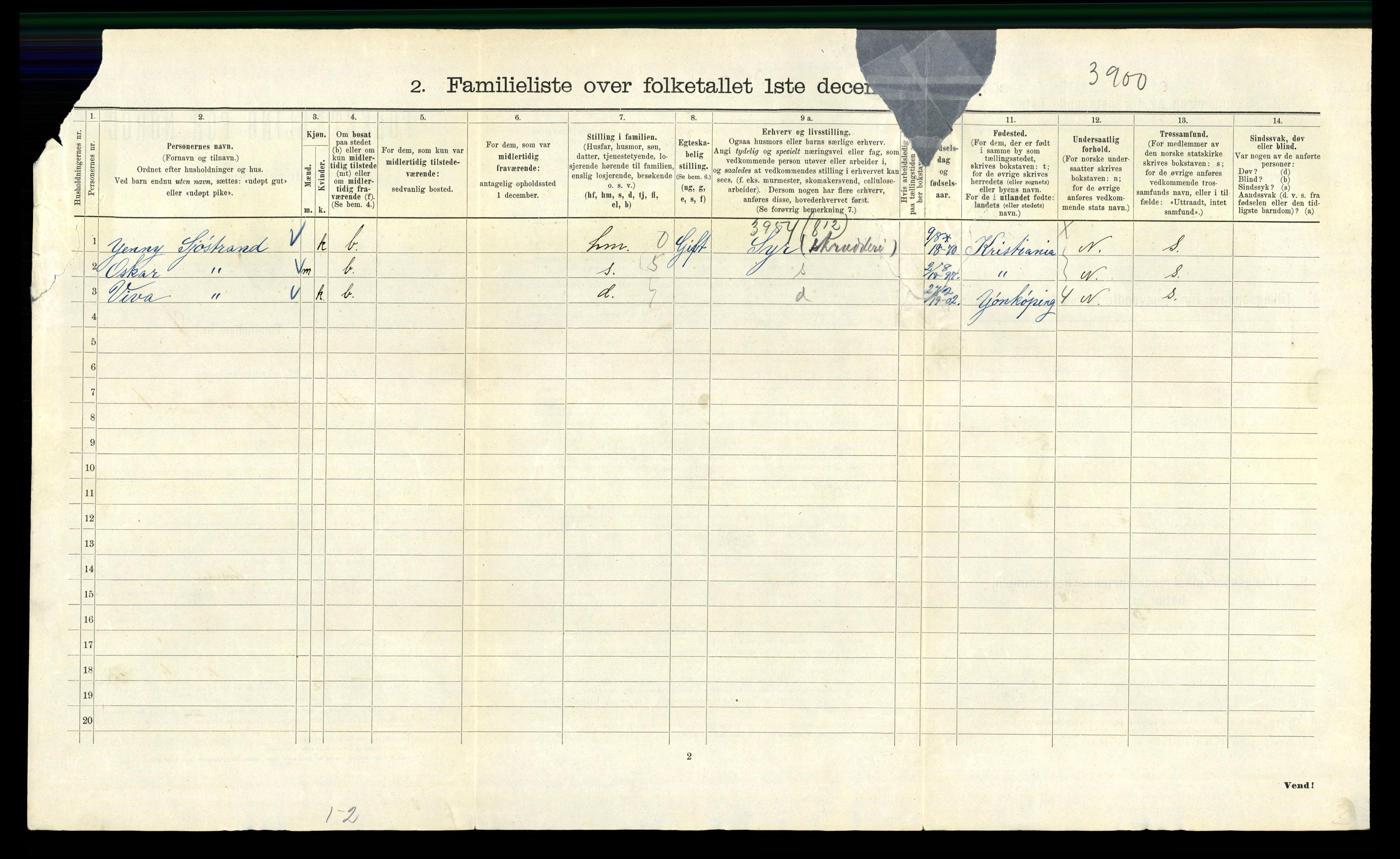 RA, 1910 census for Kristiania, 1910, p. 93622