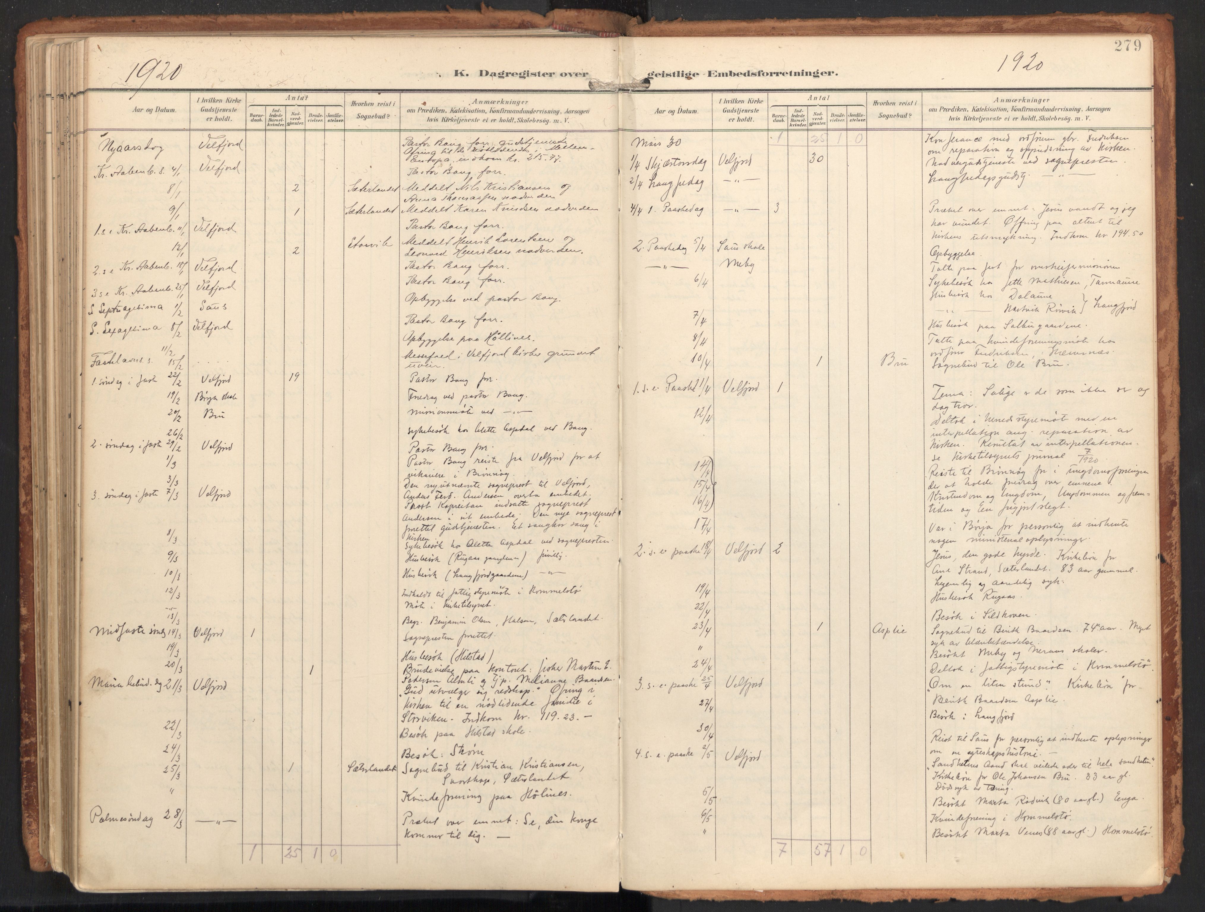 Ministerialprotokoller, klokkerbøker og fødselsregistre - Nordland, AV/SAT-A-1459/814/L0227: Parish register (official) no. 814A08, 1899-1920, p. 279