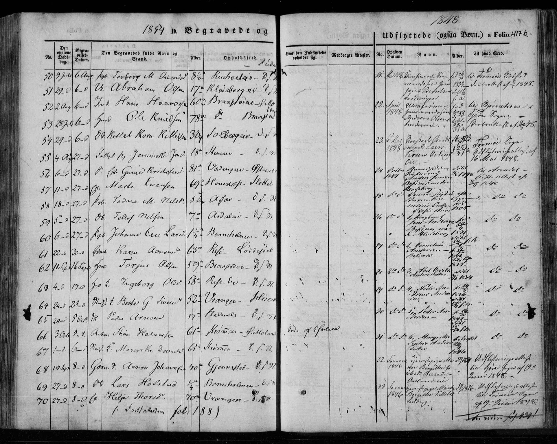 Øyestad sokneprestkontor, SAK/1111-0049/F/Fa/L0014: Parish register (official) no. A 14, 1843-1856, p. 418