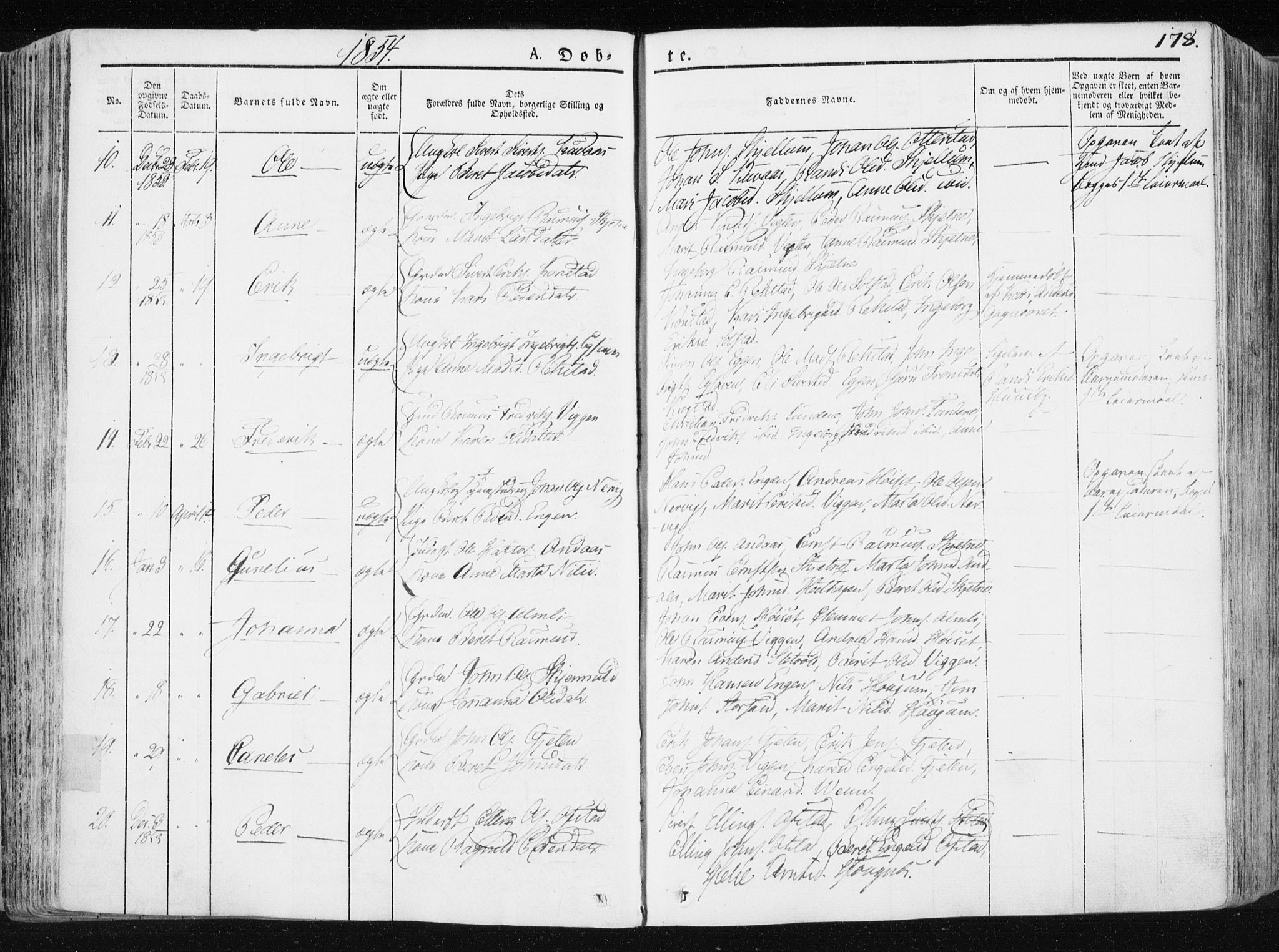 Ministerialprotokoller, klokkerbøker og fødselsregistre - Sør-Trøndelag, SAT/A-1456/665/L0771: Parish register (official) no. 665A06, 1830-1856, p. 178