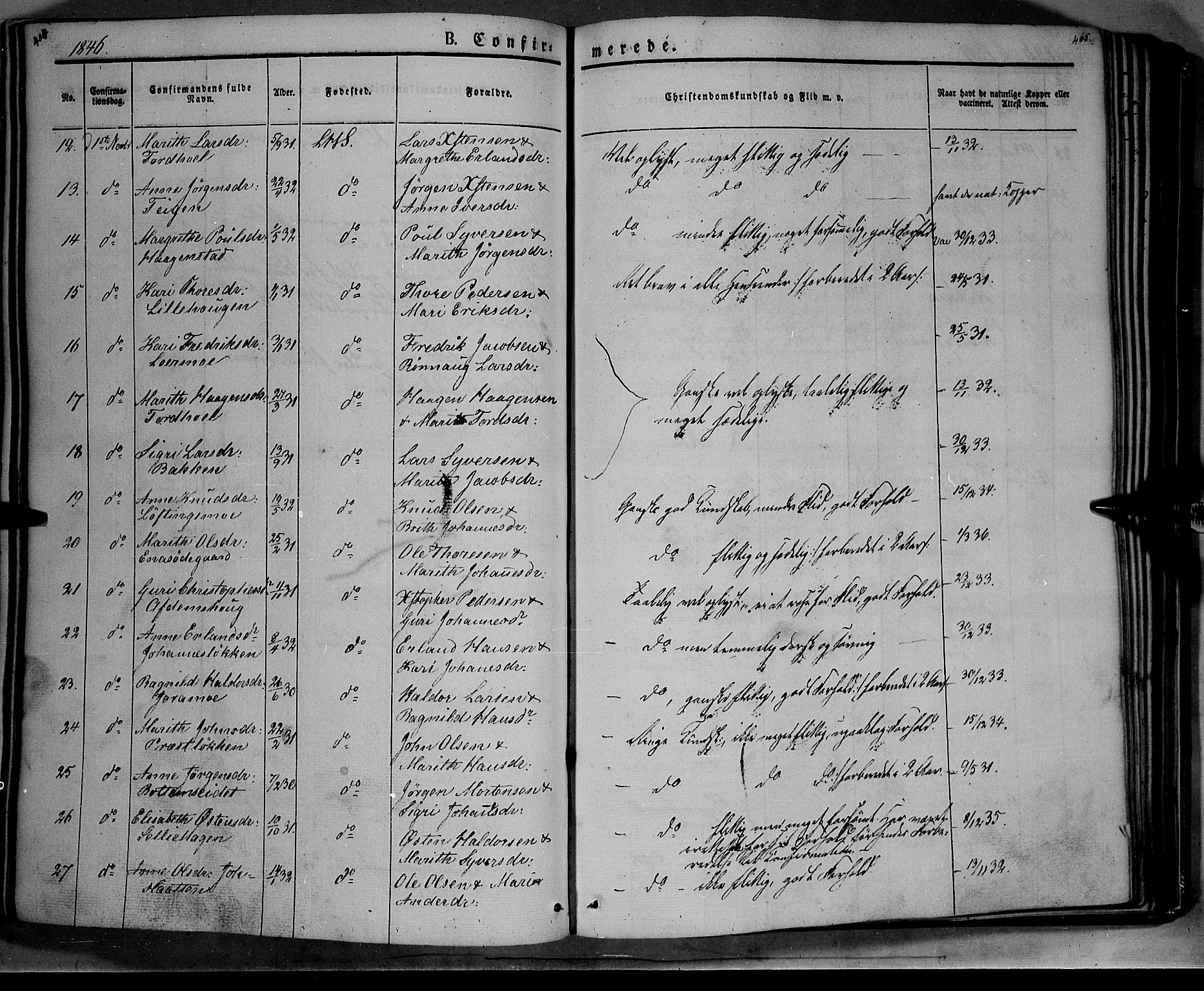 Lesja prestekontor, SAH/PREST-068/H/Ha/Haa/L0006: Parish register (official) no. 6A, 1843-1854, p. 404-405