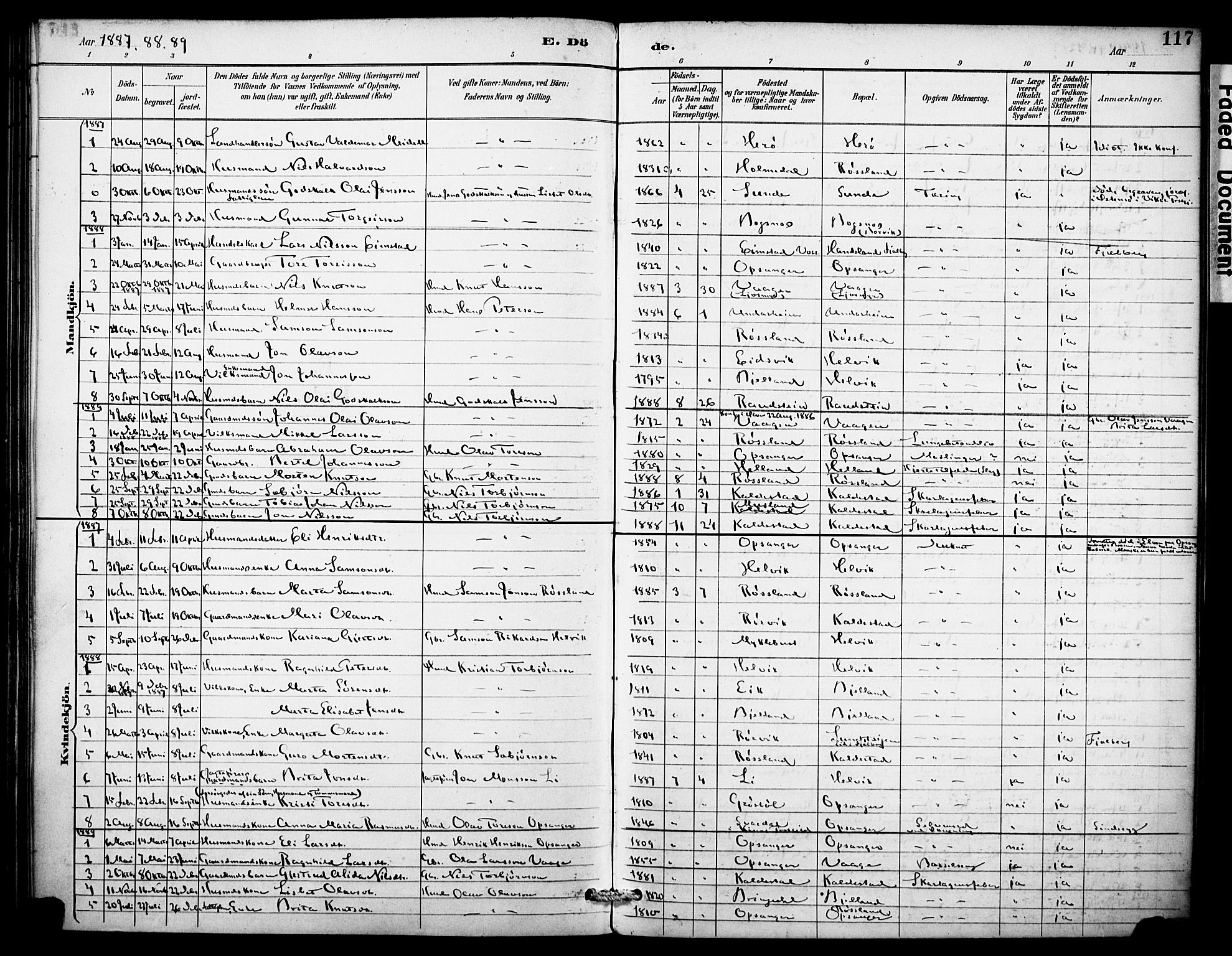 Kvinnherad sokneprestembete, AV/SAB-A-76401/H/Haa: Parish register (official) no. D 1, 1887-1910, p. 117