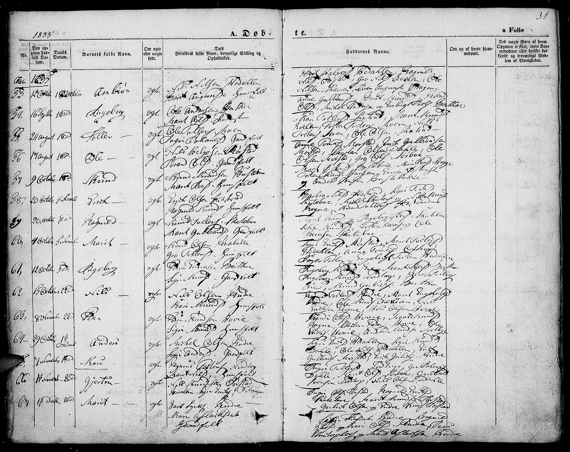 Slidre prestekontor, AV/SAH-PREST-134/H/Ha/Haa/L0004: Parish register (official) no. 4, 1831-1848, p. 31