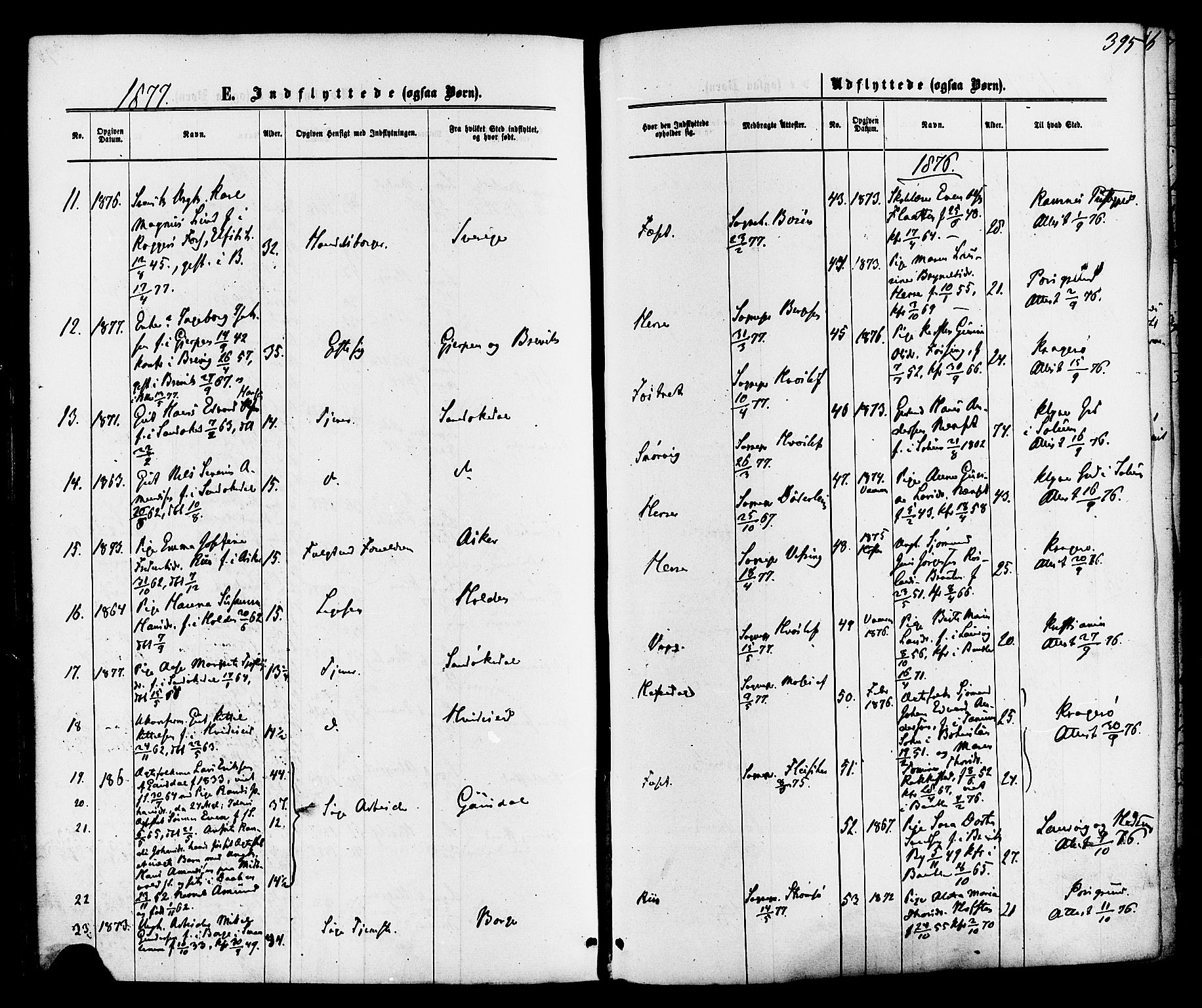 Bamble kirkebøker, SAKO/A-253/F/Fa/L0006: Parish register (official) no. I 6, 1869-1877, p. 395