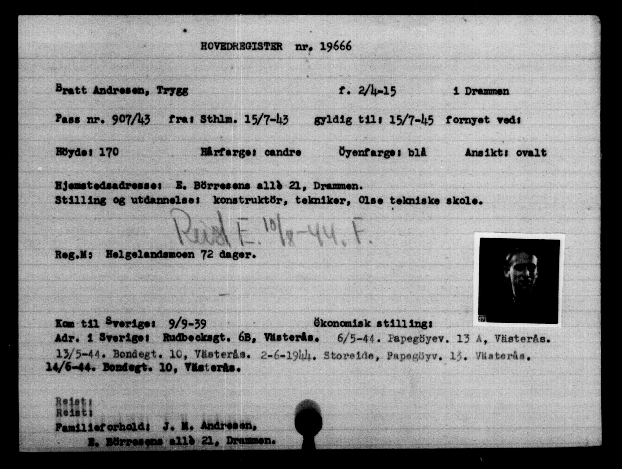Utenriksstasjonene, Legasjonen i Stockholm, Flyktningkontoret, AV/RA-S-6753/V/Va/L0009: Kjesäterkartoteket, flyktninger med registreringsnr. 18502-22048, 1940-1945, p. 1321