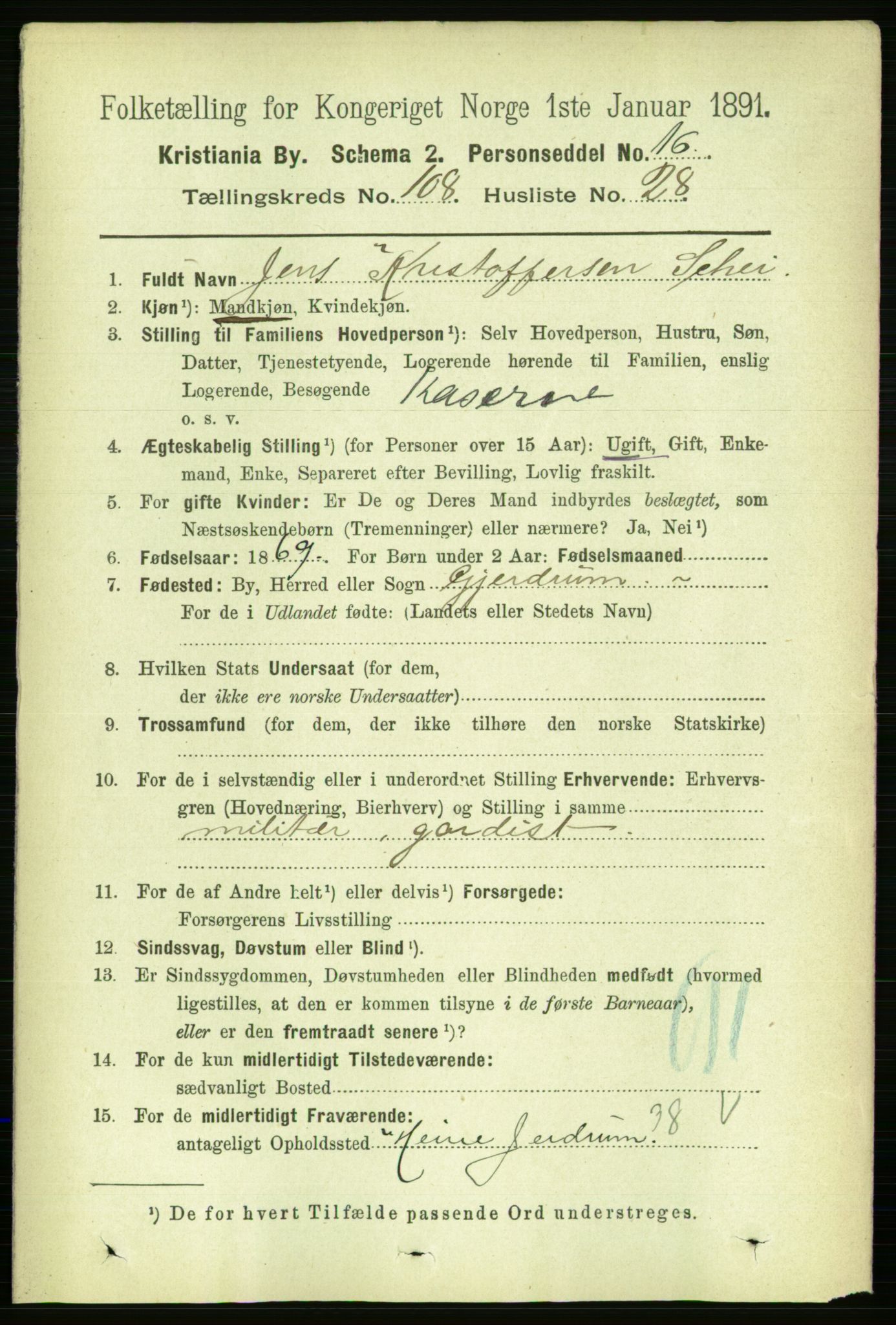 RA, 1891 census for 0301 Kristiania, 1891, p. 56167