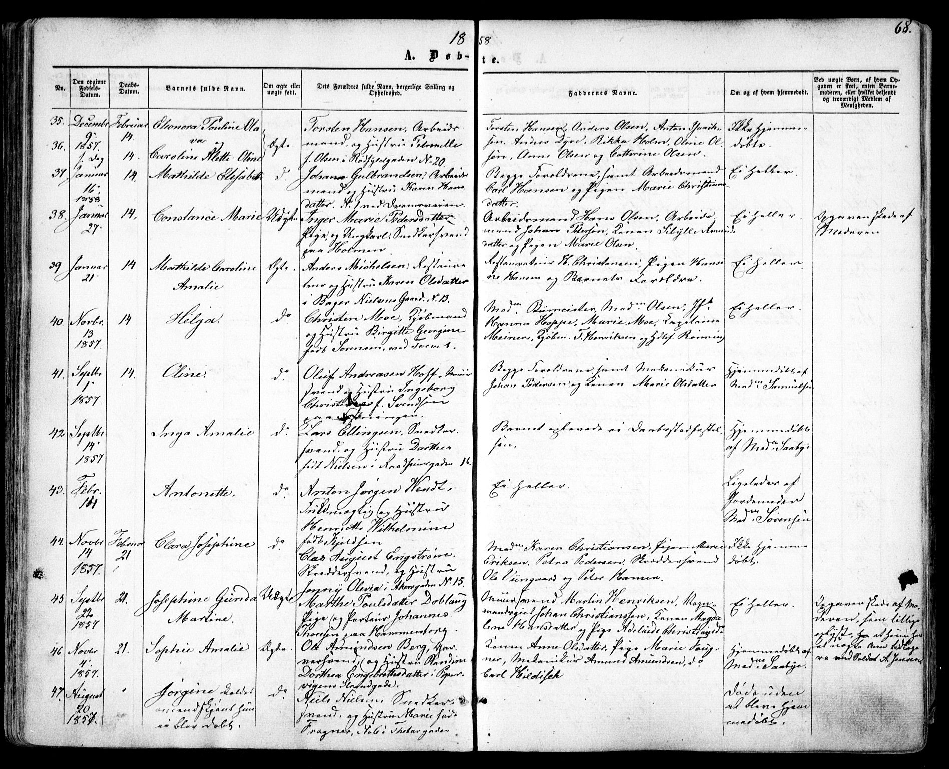 Oslo domkirke Kirkebøker, SAO/A-10752/F/Fa/L0015: Parish register (official) no. 15, 1857-1871, p. 68