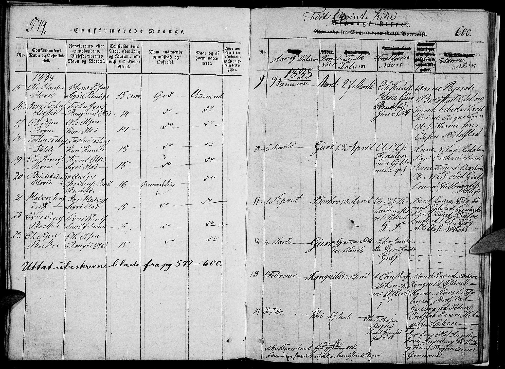 Slidre prestekontor, SAH/PREST-134/H/Ha/Hab/L0002: Parish register (copy) no. 2, 1814-1839, p. 579-600
