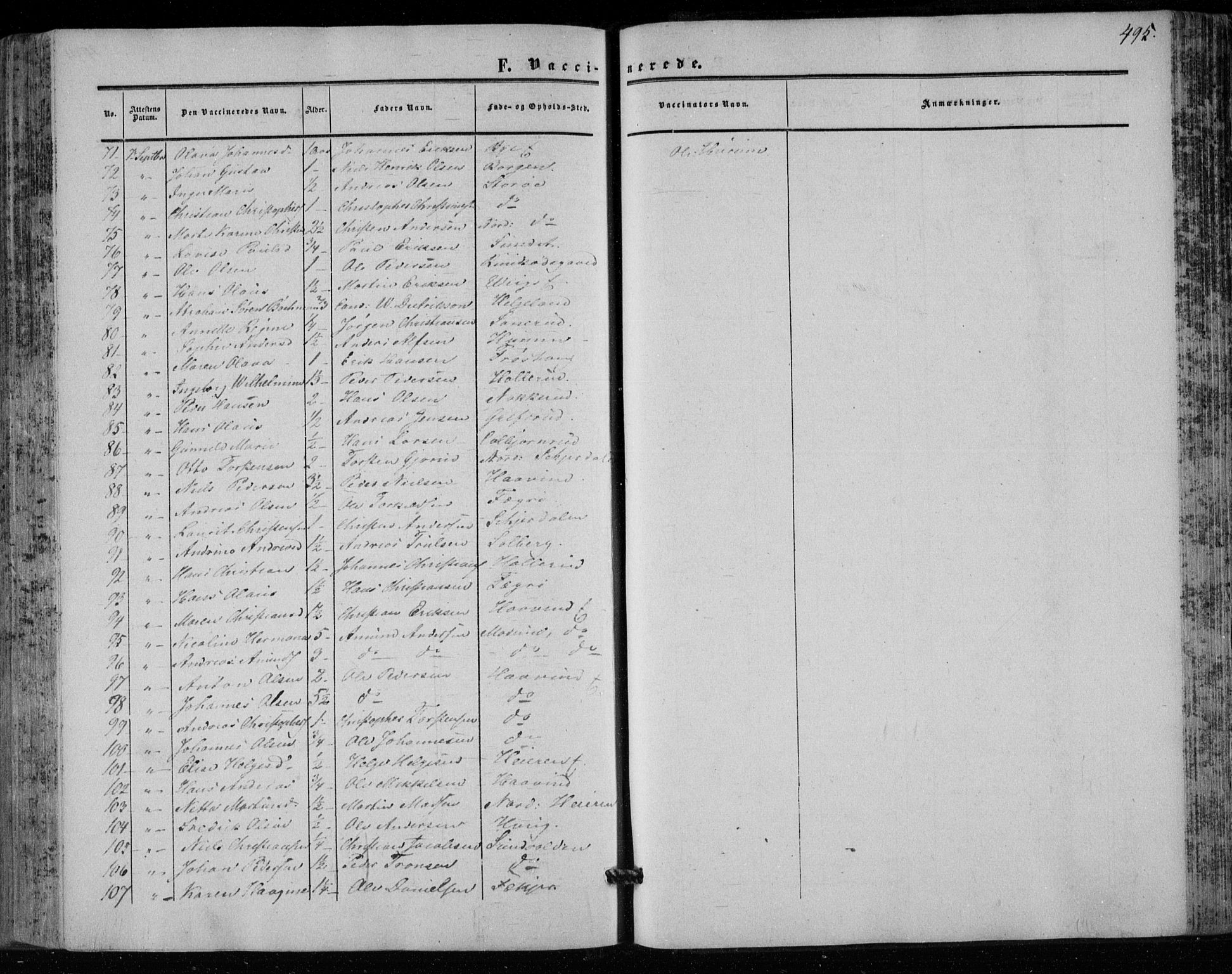 Hole kirkebøker, AV/SAKO-A-228/F/Fa/L0006: Parish register (official) no. I 6, 1852-1872, p. 495