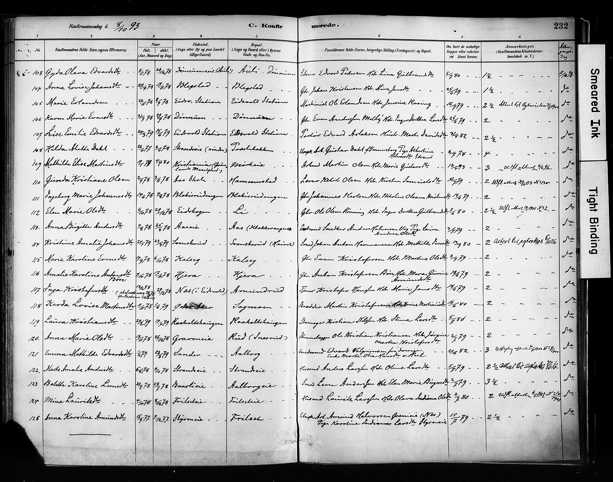 Eidsvoll prestekontor Kirkebøker, SAO/A-10888/F/Fa/L0002: Parish register (official) no. I 2, 1882-1895, p. 232