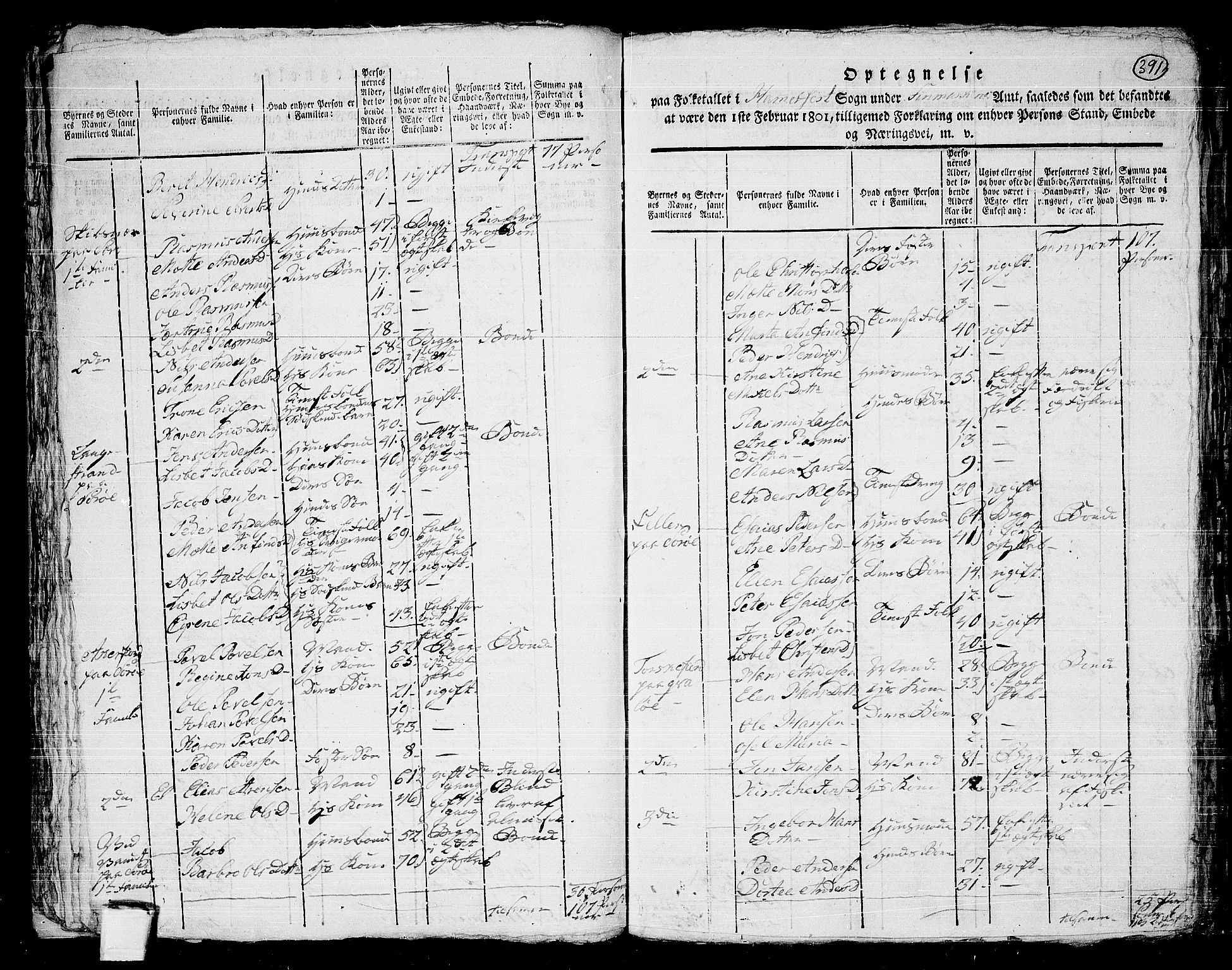 RA, 1801 census for 2001P Hammerfest, 1801, p. 390b-391a