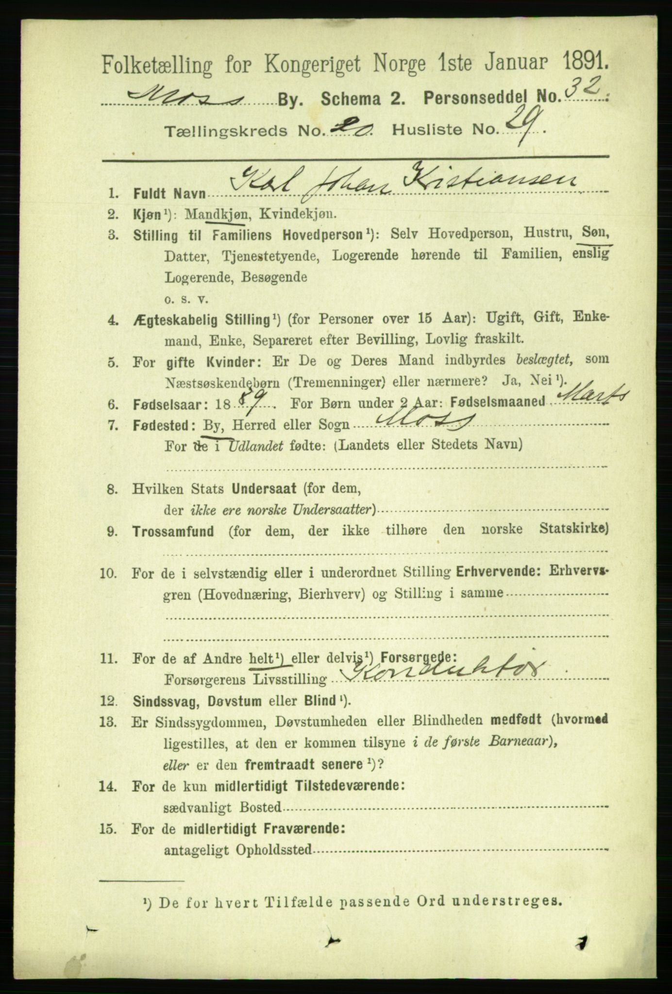 RA, 1891 census for 0104 Moss, 1891, p. 9085