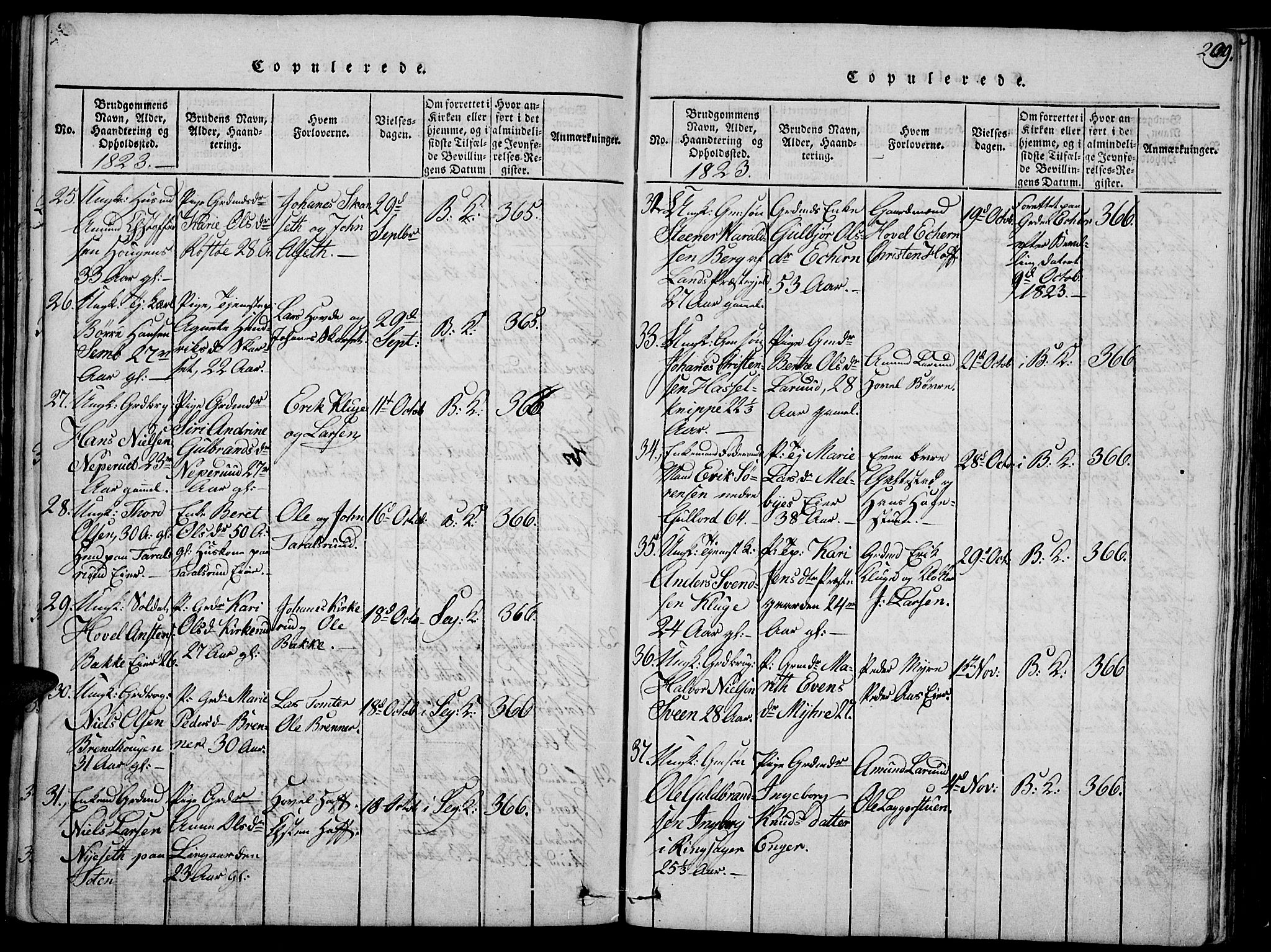 Biri prestekontor, SAH/PREST-096/H/Ha/Haa/L0003: Parish register (official) no. 3, 1814-1828, p. 209