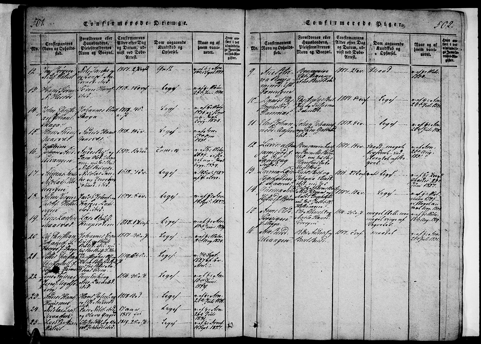 Ministerialprotokoller, klokkerbøker og fødselsregistre - Nordland, AV/SAT-A-1459/834/L0510: Parish register (copy) no. 834C01, 1820-1847, p. 501-502