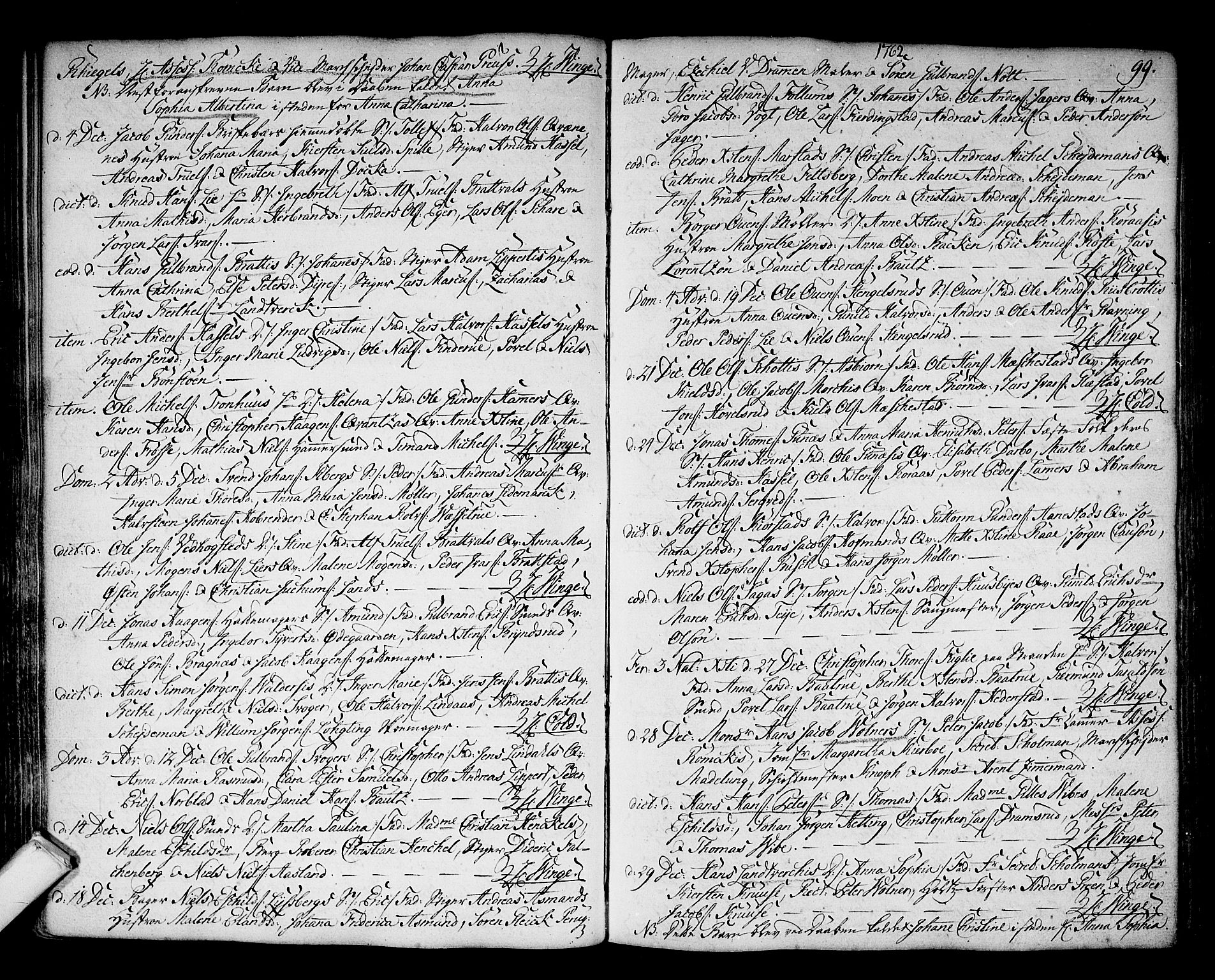 Kongsberg kirkebøker, SAKO/A-22/F/Fa/L0004: Parish register (official) no. I 4, 1756-1768, p. 99