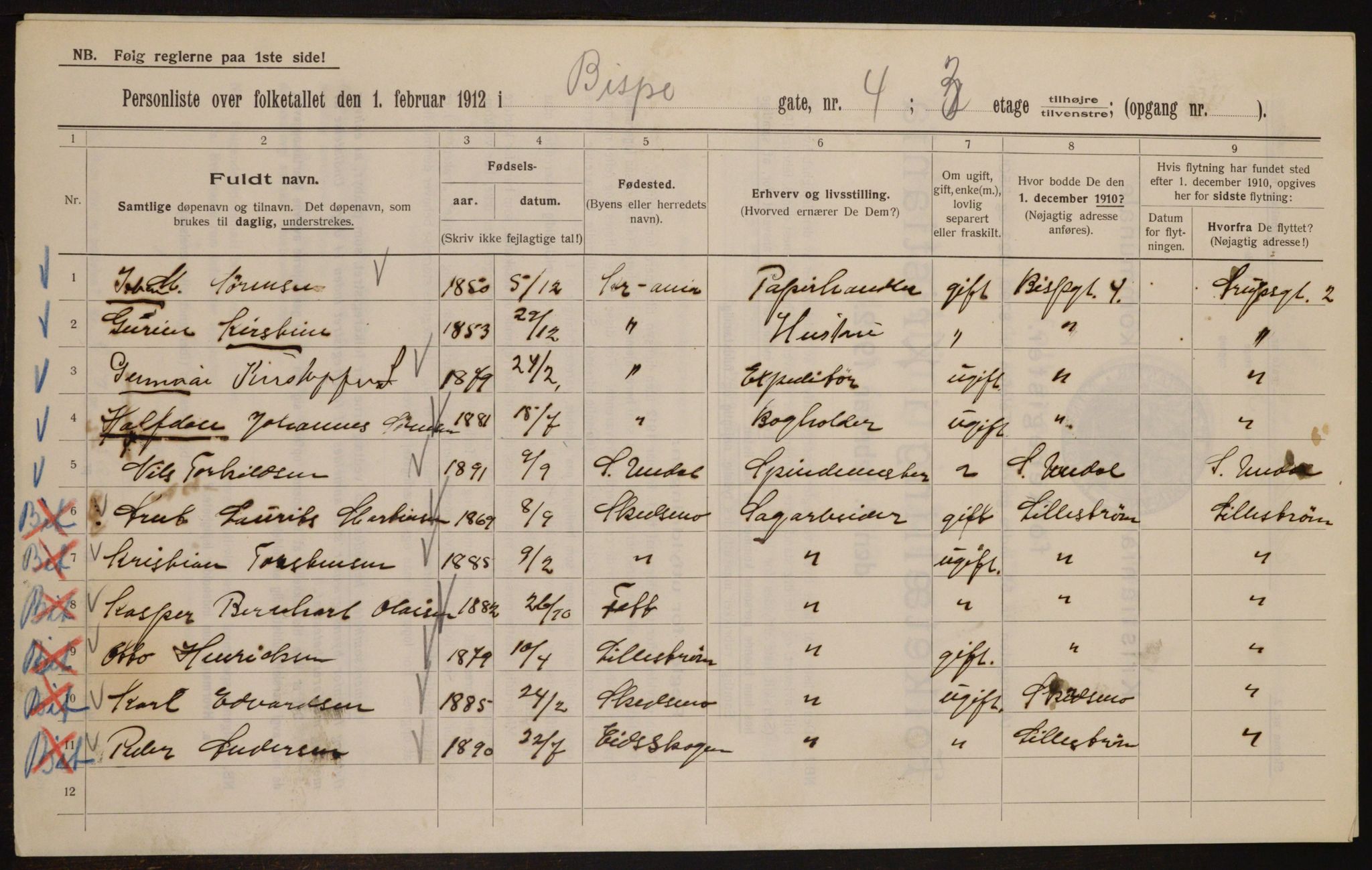 OBA, Municipal Census 1912 for Kristiania, 1912, p. 5232