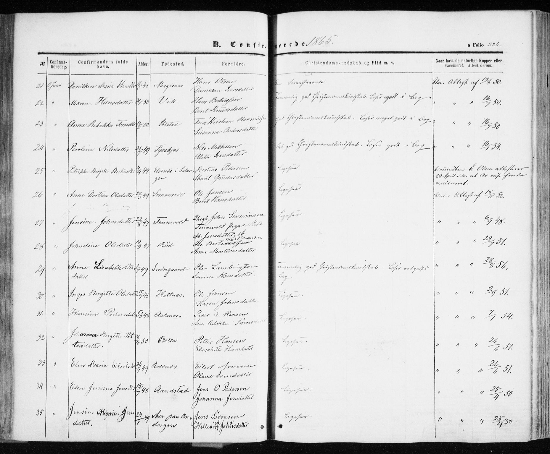 Ibestad sokneprestembete, AV/SATØ-S-0077/H/Ha/Haa/L0009kirke: Parish register (official) no. 9, 1859-1868, p. 226