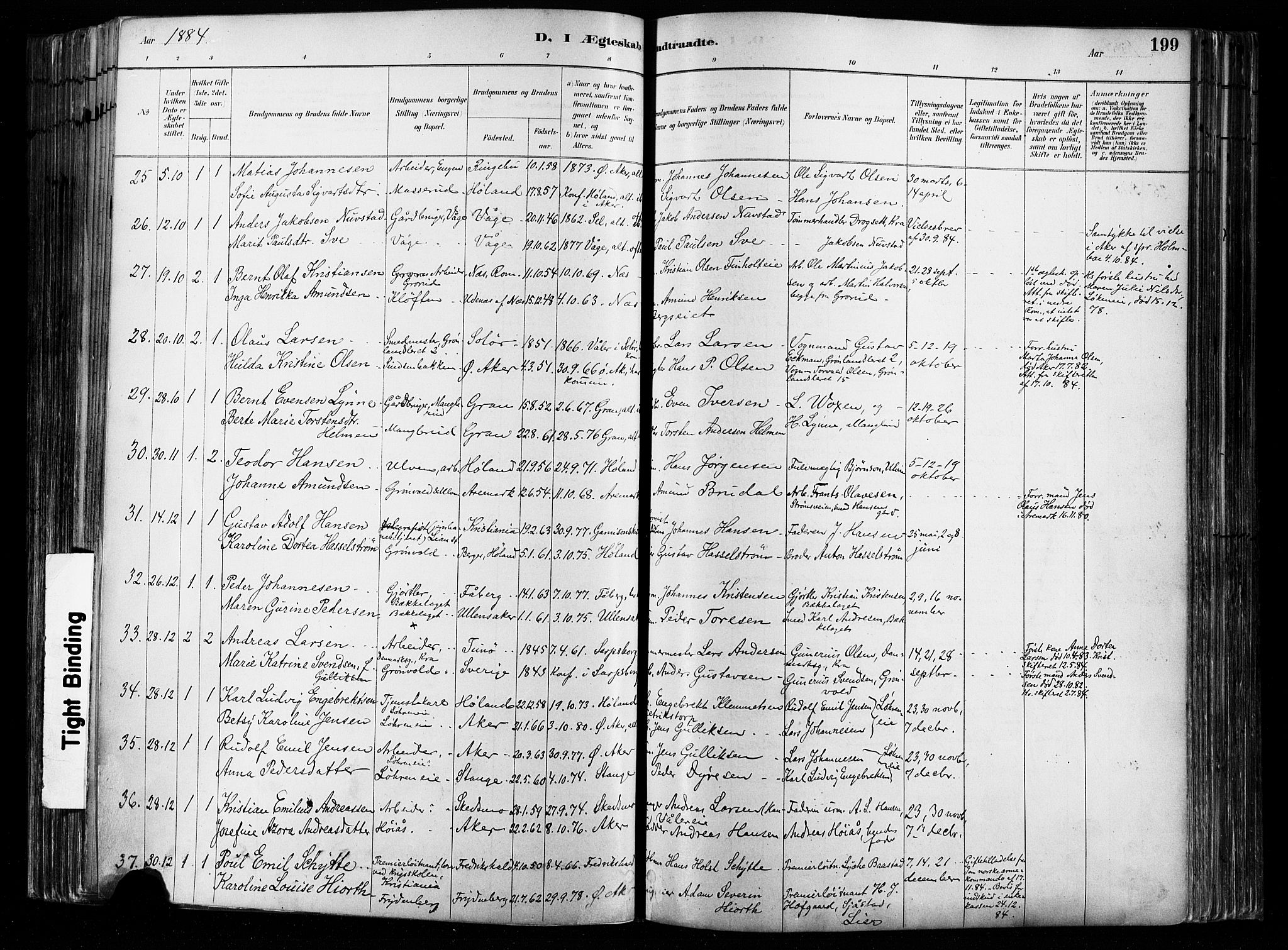 Østre Aker prestekontor Kirkebøker, AV/SAO-A-10840/F/Fa/L0008: Parish register (official) no. I 8, 1883-1894, p. 199