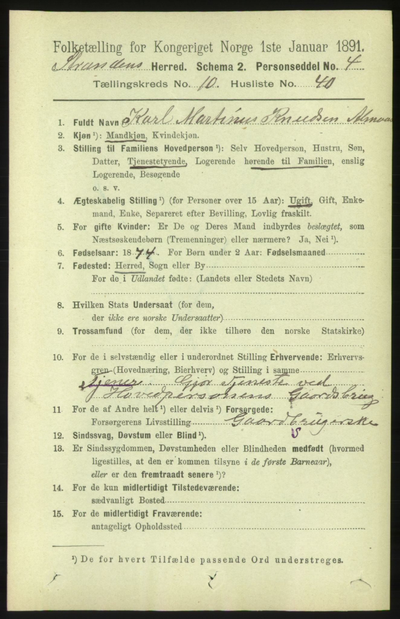 RA, 1891 census for 1525 Stranda, 1891, p. 2449