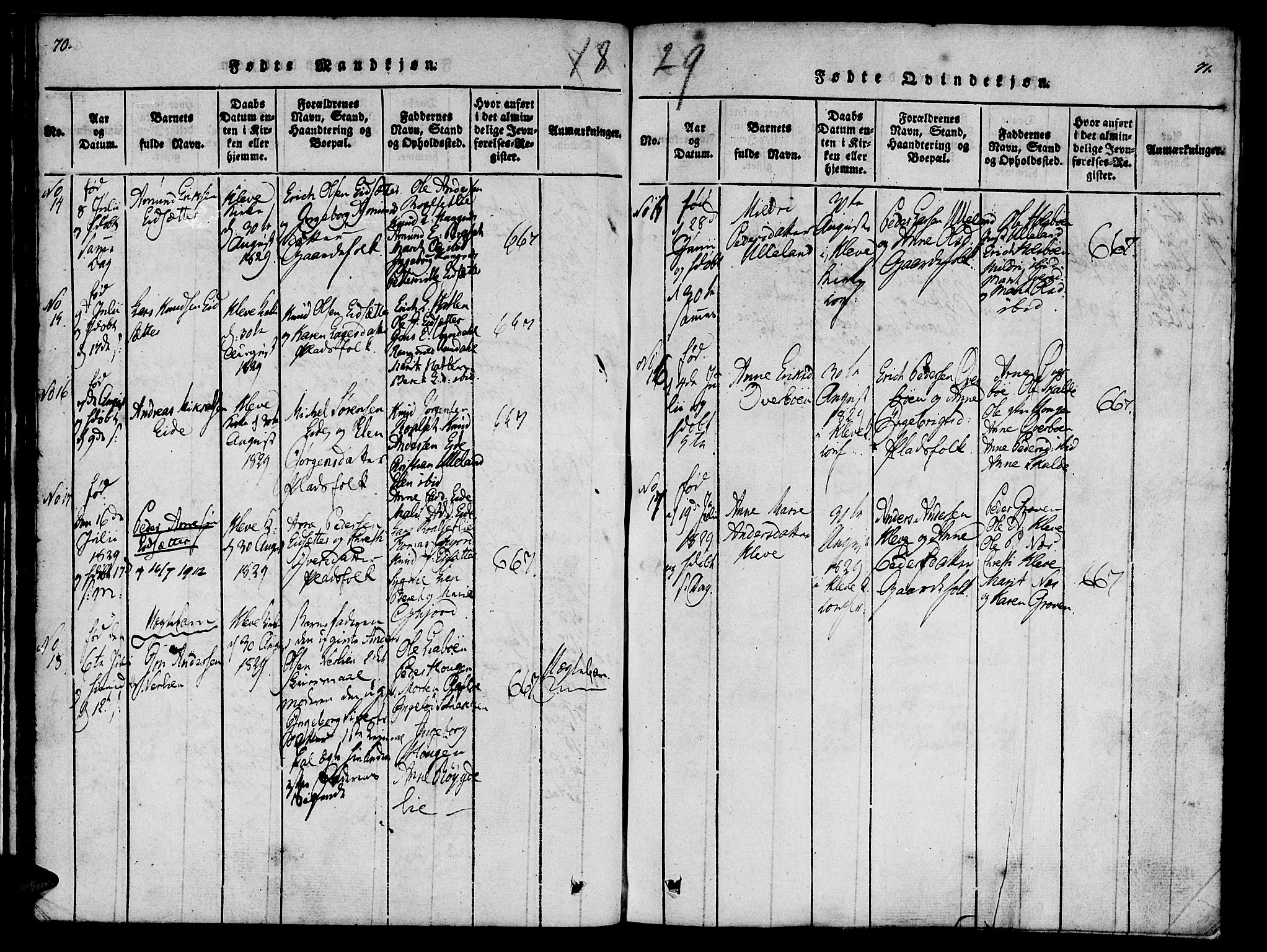 Ministerialprotokoller, klokkerbøker og fødselsregistre - Møre og Romsdal, SAT/A-1454/557/L0679: Parish register (official) no. 557A01, 1818-1843, p. 70-71