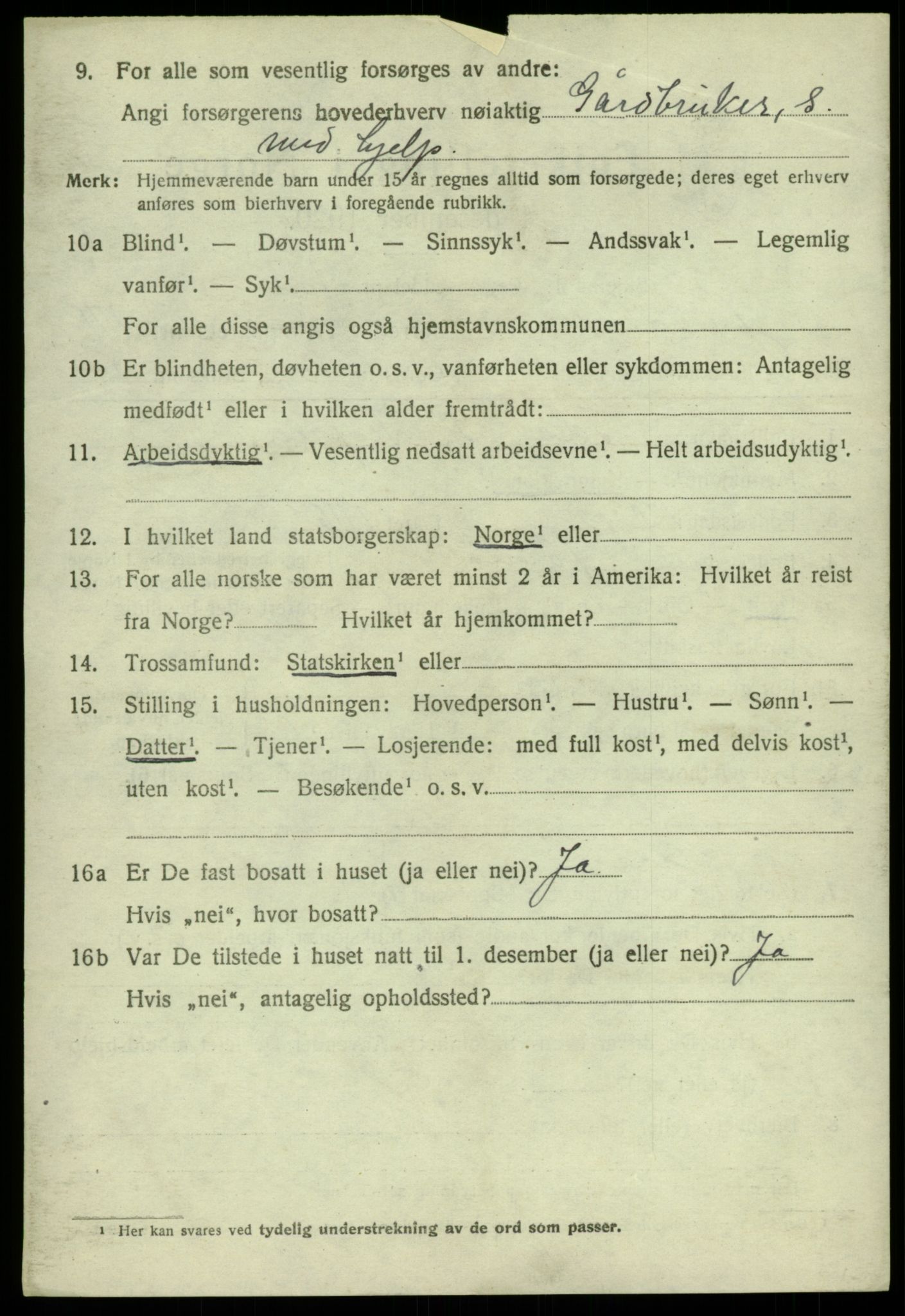 SAB, 1920 census for Jondal, 1920, p. 2215