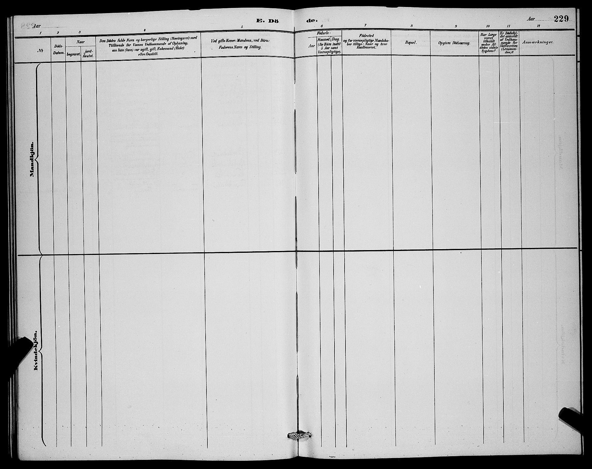 Lenvik sokneprestembete, AV/SATØ-S-1310/H/Ha/Hab/L0007klokker: Parish register (copy) no. 7, 1890-1898, p. 229