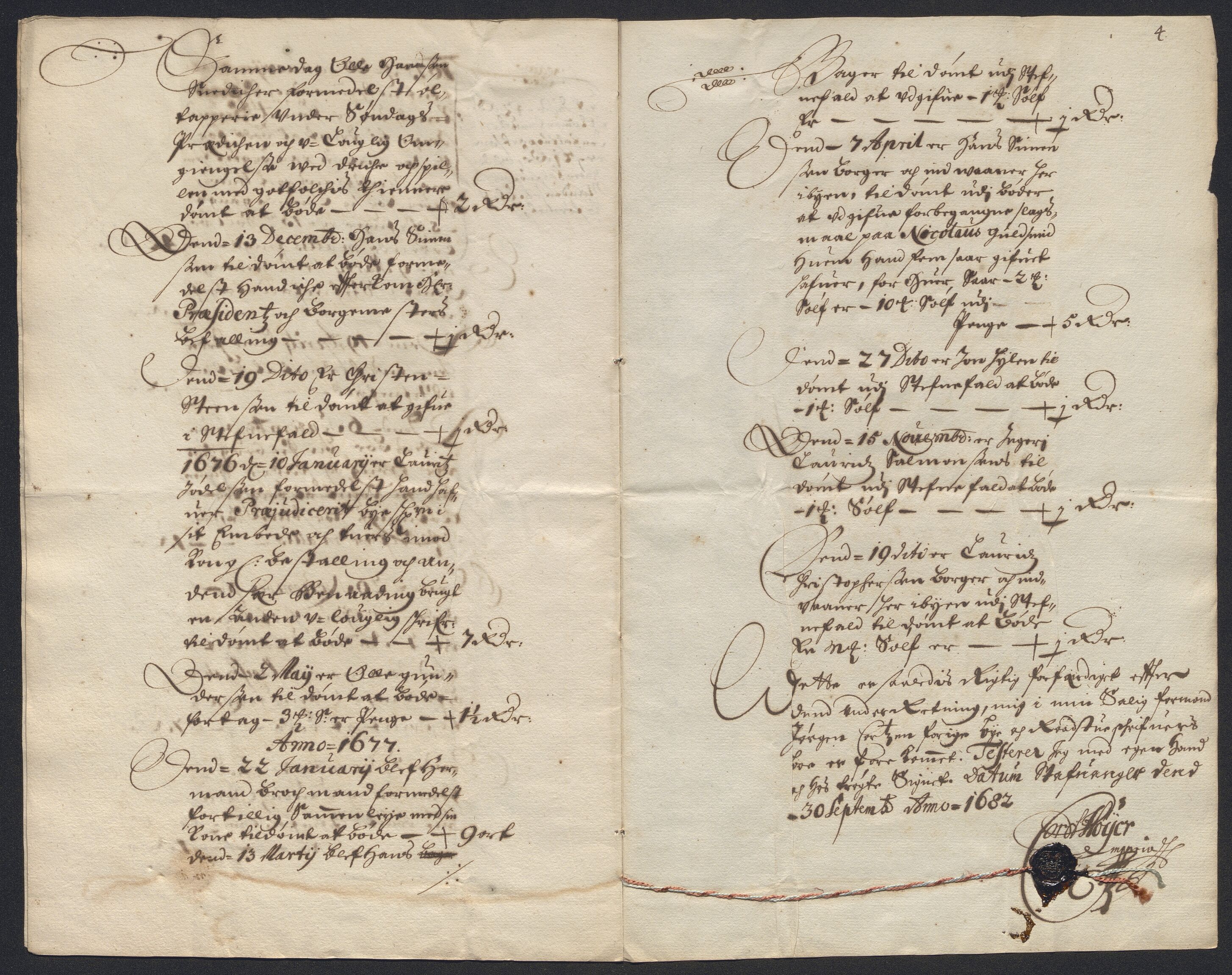 Rentekammeret inntil 1814, Reviderte regnskaper, Byregnskaper, AV/RA-EA-4066/R/Ro/L0316: [O14] Sikt og sakefall, 1662-1693, p. 265