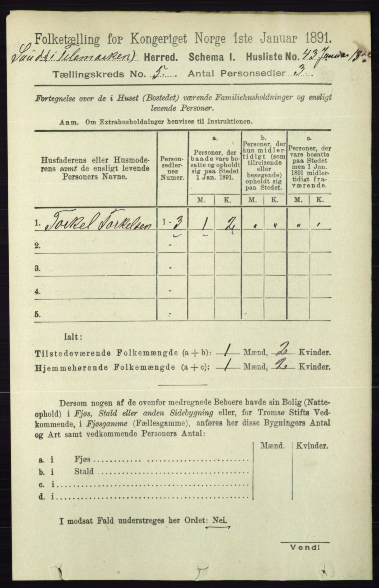 RA, 1891 census for 0822 Sauherad, 1891, p. 1418