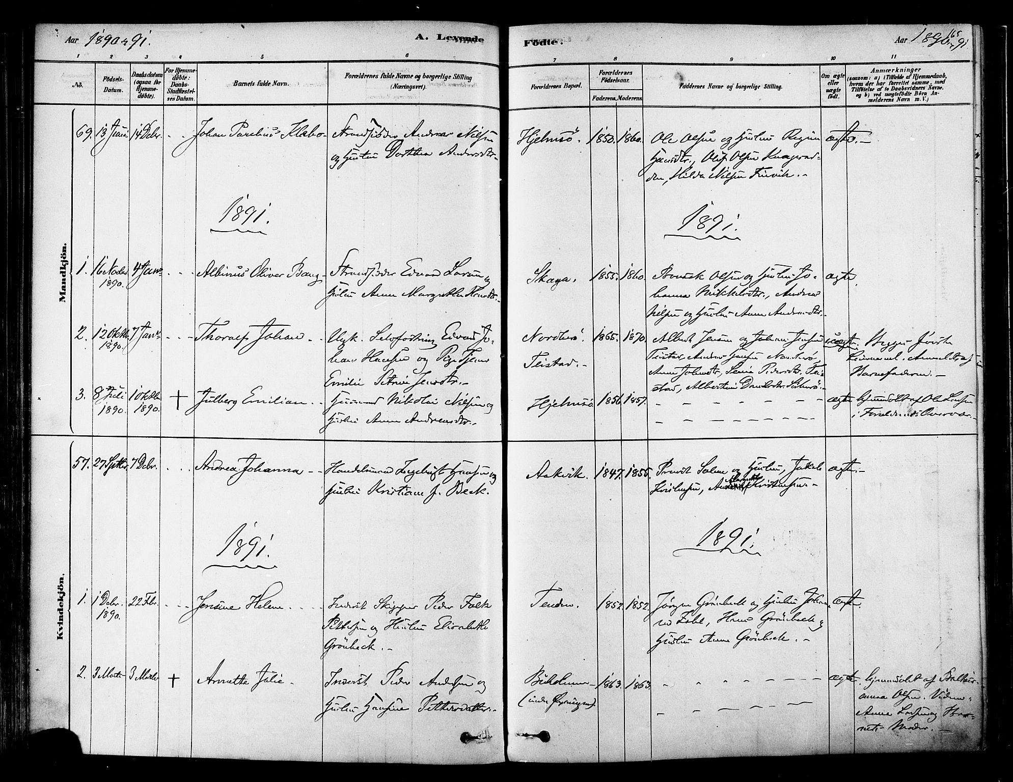 Ministerialprotokoller, klokkerbøker og fødselsregistre - Nordland, SAT/A-1459/834/L0507: Parish register (official) no. 834A05, 1878-1892, p. 165