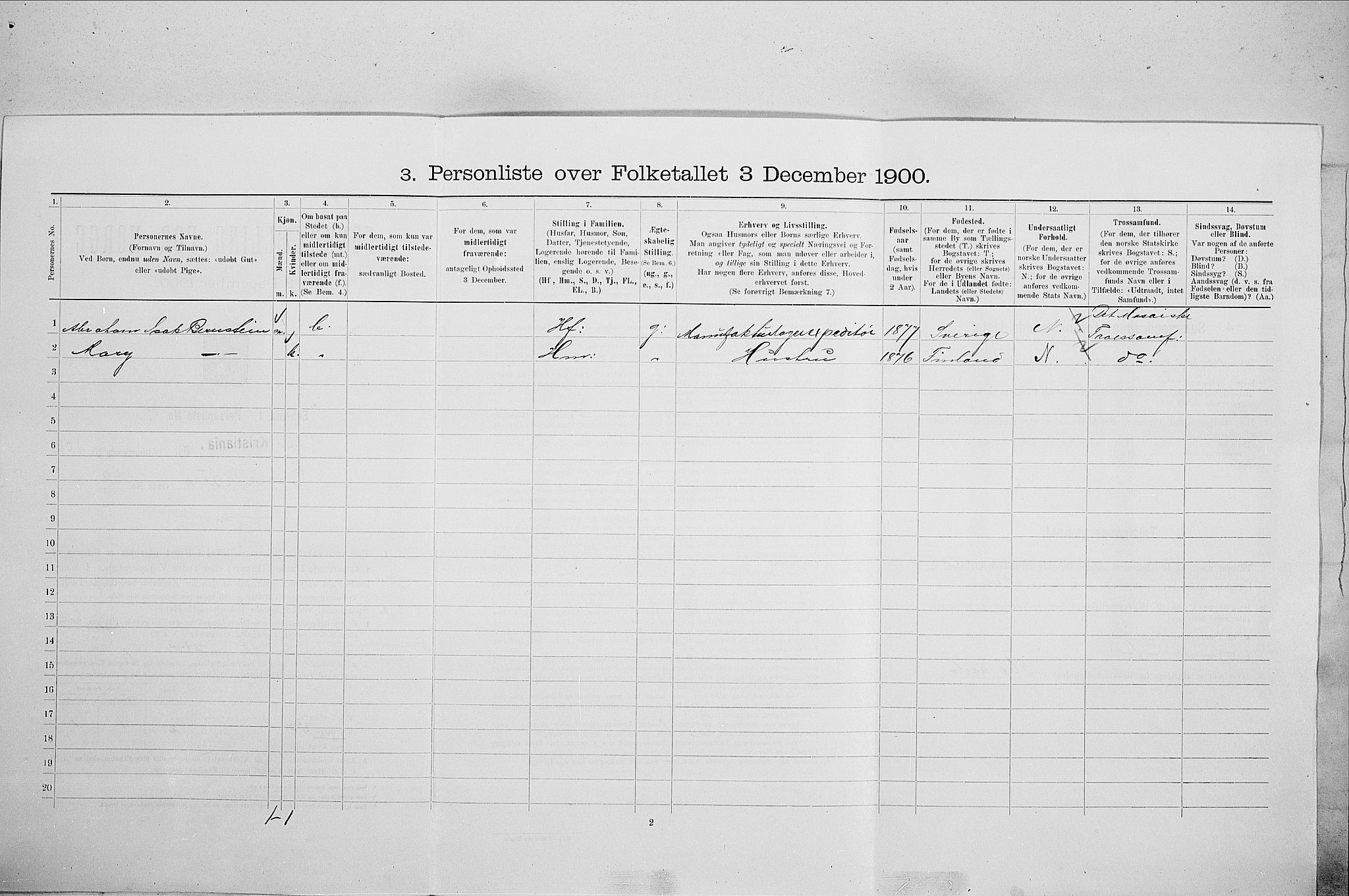 SAO, 1900 census for Kristiania, 1900, p. 70085