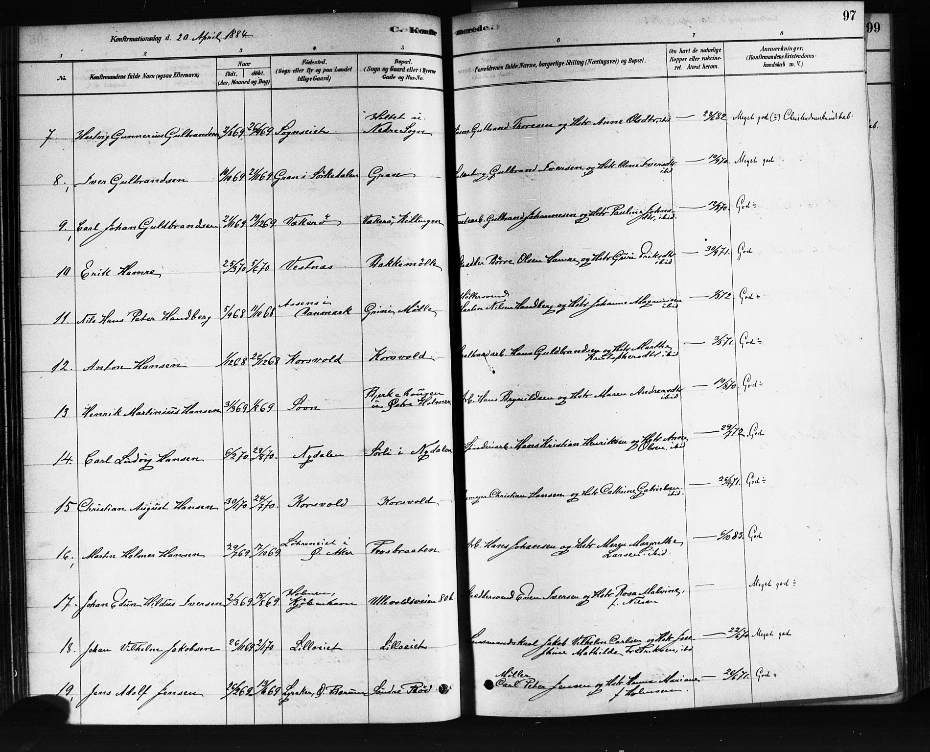 Vestre Aker prestekontor Kirkebøker, AV/SAO-A-10025/F/Fa/L0008: Parish register (official) no. 8, 1878-1903, p. 97