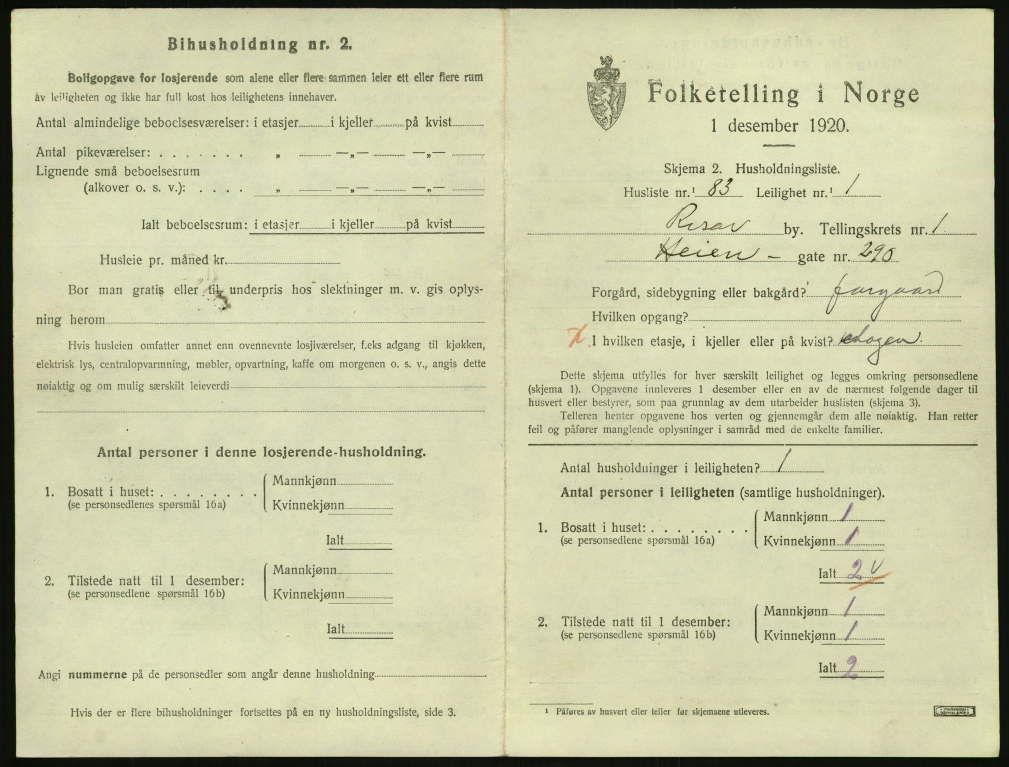 SAK, 1920 census for Risør, 1920, p. 1545