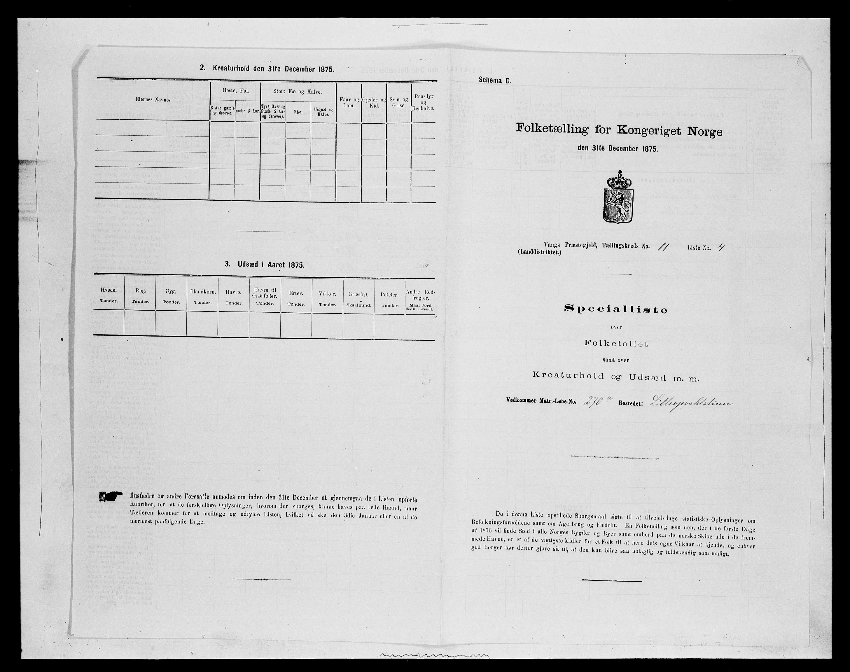 SAH, 1875 census for 0414L Vang/Vang og Furnes, 1875, p. 2372