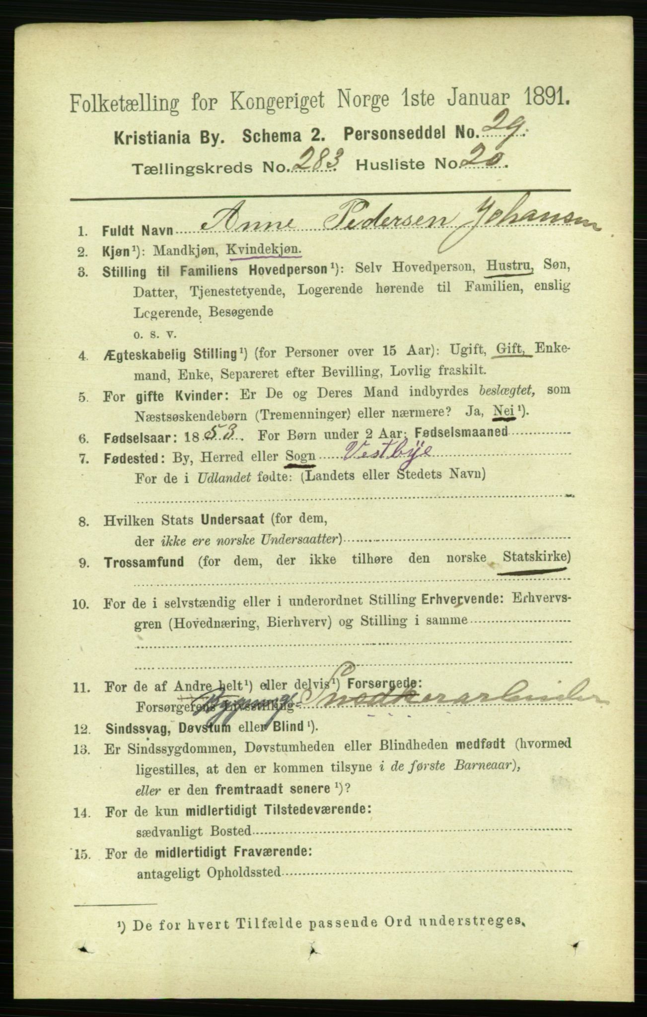 RA, 1891 census for 0301 Kristiania, 1891, p. 173329