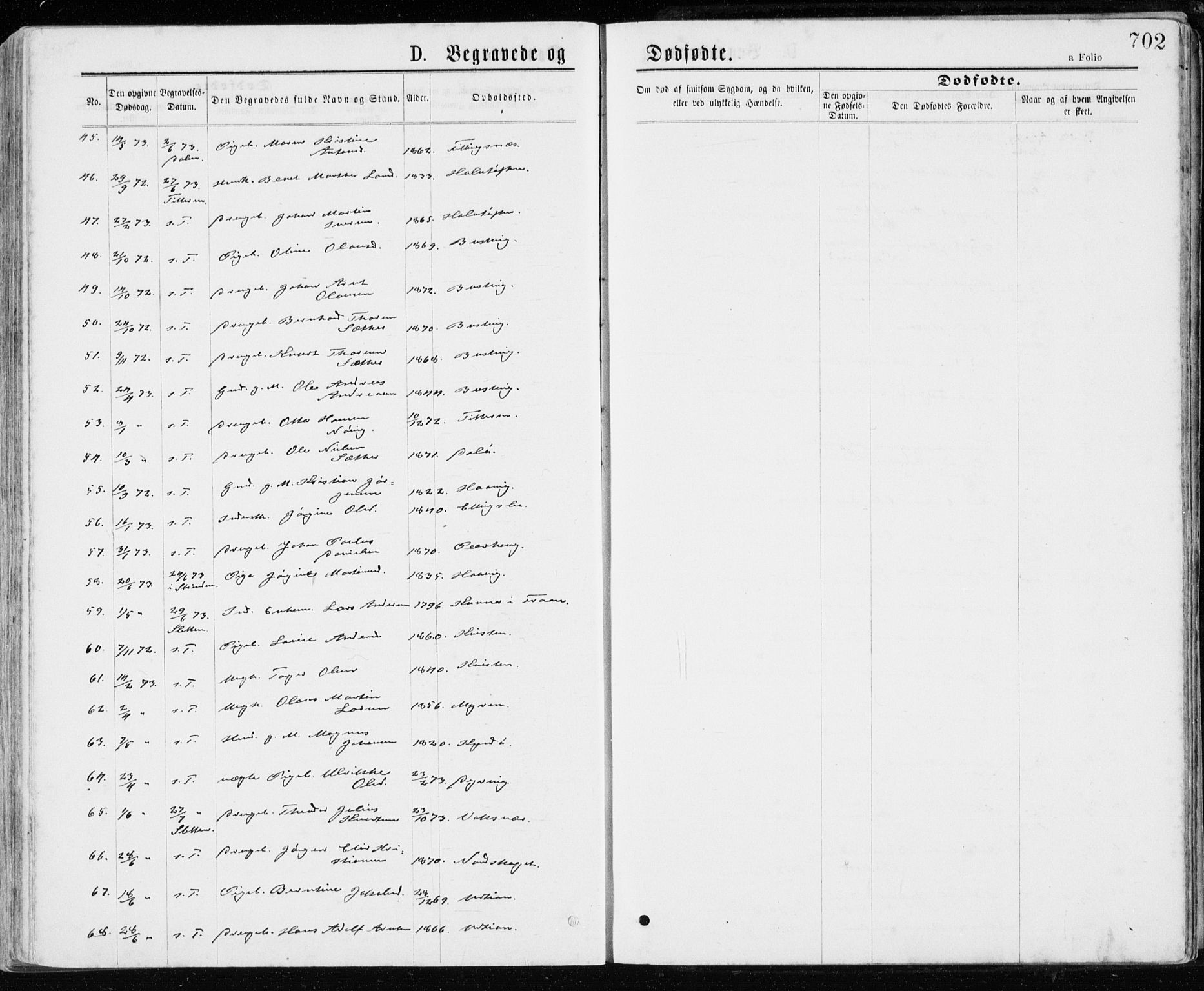 Ministerialprotokoller, klokkerbøker og fødselsregistre - Sør-Trøndelag, AV/SAT-A-1456/640/L0576: Parish register (official) no. 640A01, 1846-1876, p. 702