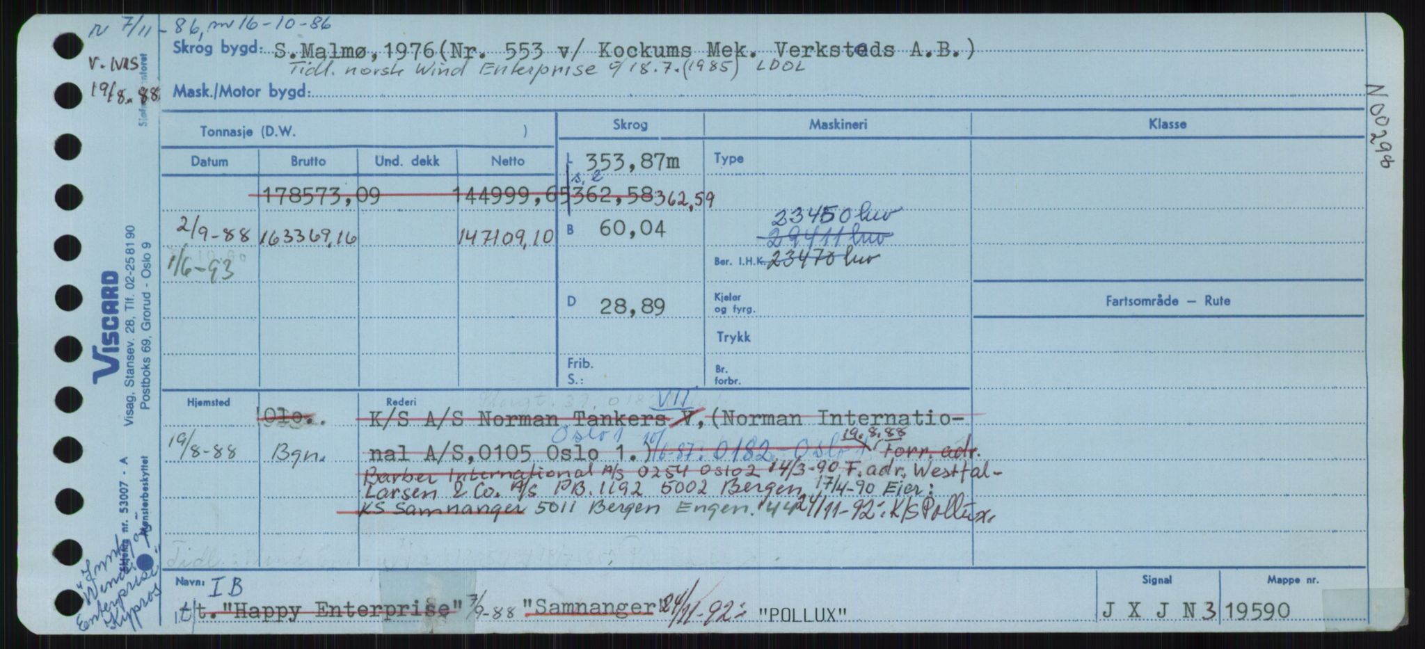 Sjøfartsdirektoratet med forløpere, Skipsmålingen, RA/S-1627/H/Ha/L0004/0002: Fartøy, Mas-R / Fartøy, Odin-R, p. 381