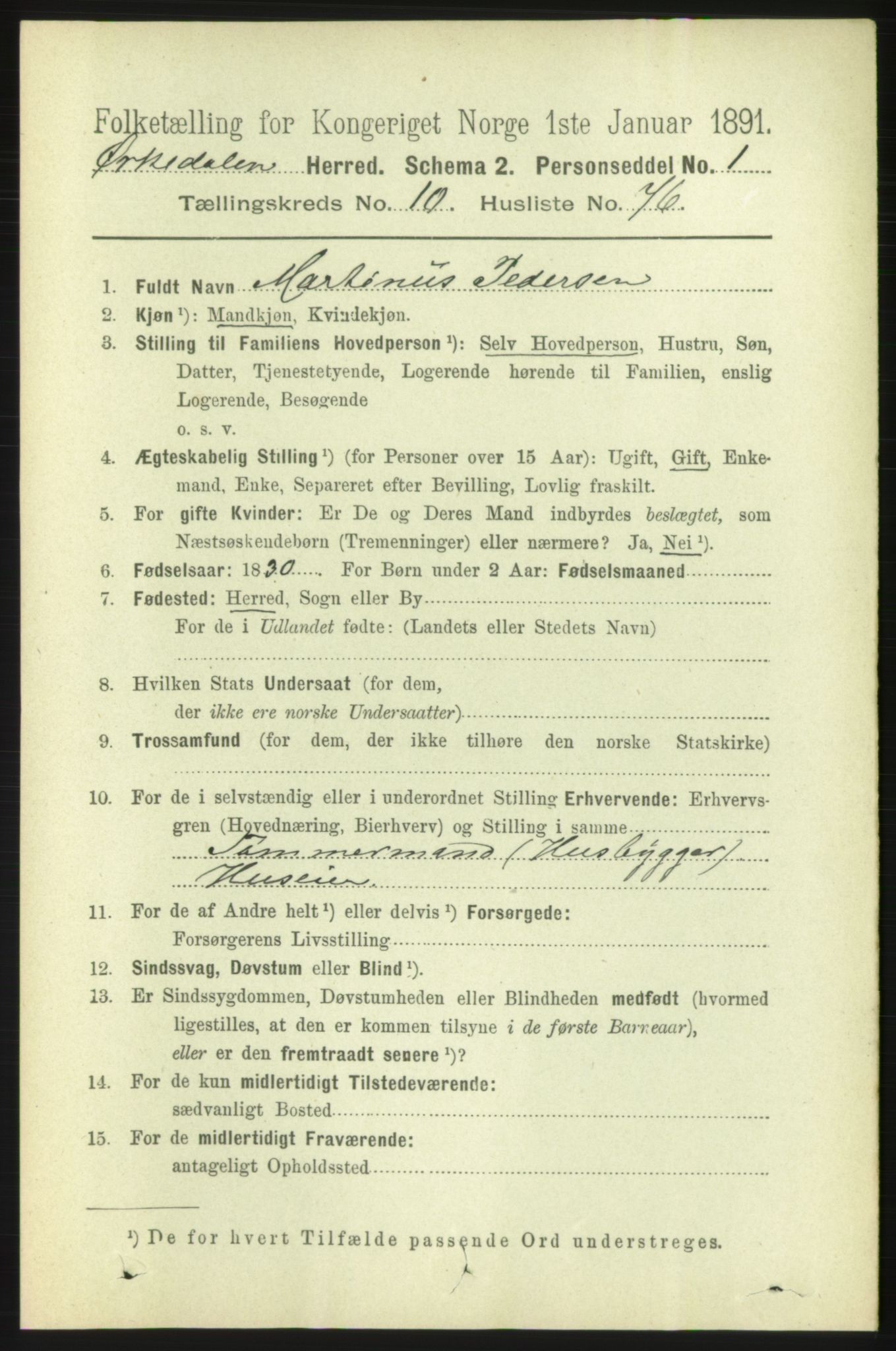 RA, 1891 census for 1638 Orkdal, 1891, p. 5068