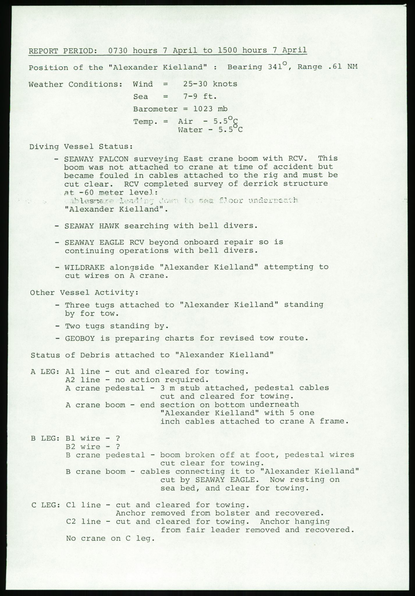 Justisdepartementet, Granskningskommisjonen ved Alexander Kielland-ulykken 27.3.1980, AV/RA-S-1165/D/L0017: P Hjelpefartøy (Doku.liste + P1-P6 av 6)/Q Hovedredningssentralen (Q0-Q27 av 27), 1980-1981, p. 111
