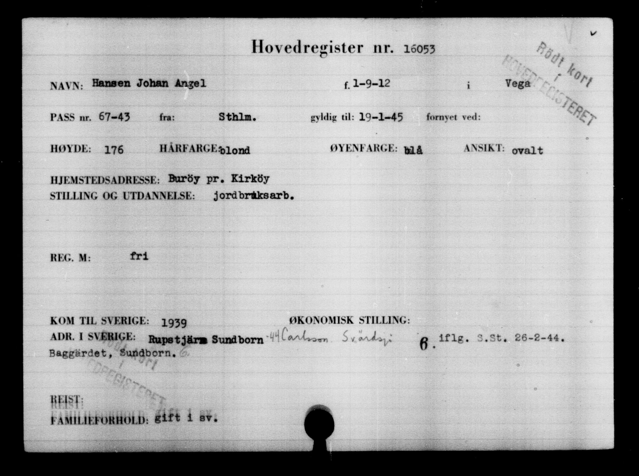 Den Kgl. Norske Legasjons Flyktningskontor, AV/RA-S-6753/V/Va/L0008: Kjesäterkartoteket.  Flyktningenr. 15700-18547, 1940-1945, p. 385