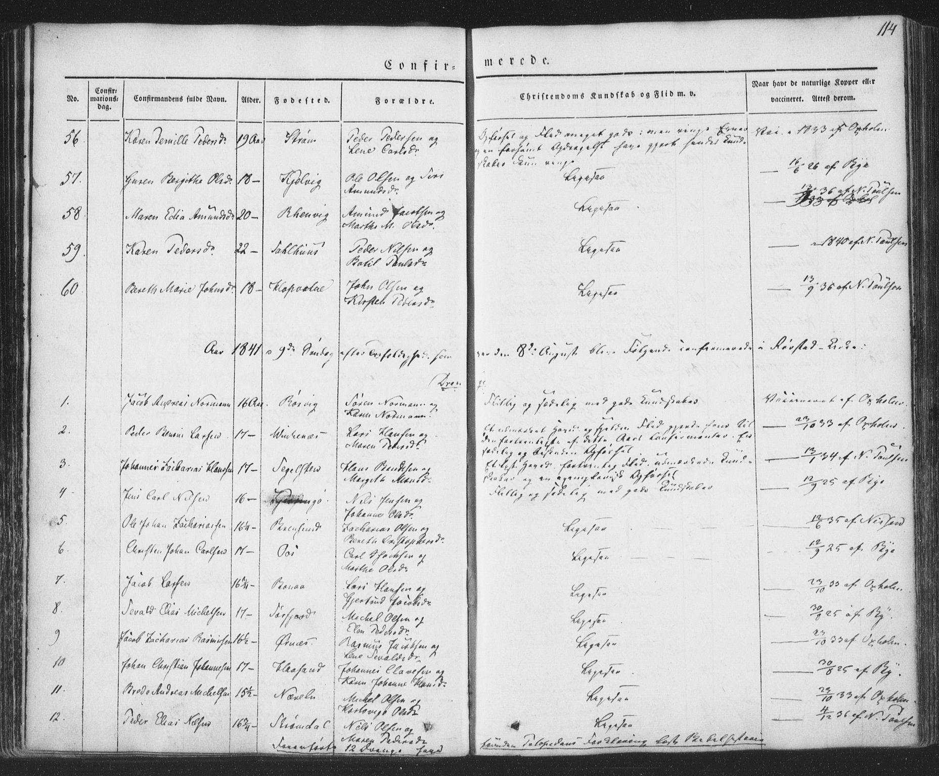 Ministerialprotokoller, klokkerbøker og fødselsregistre - Nordland, AV/SAT-A-1459/853/L0769: Parish register (official) no. 853A08, 1836-1856, p. 114