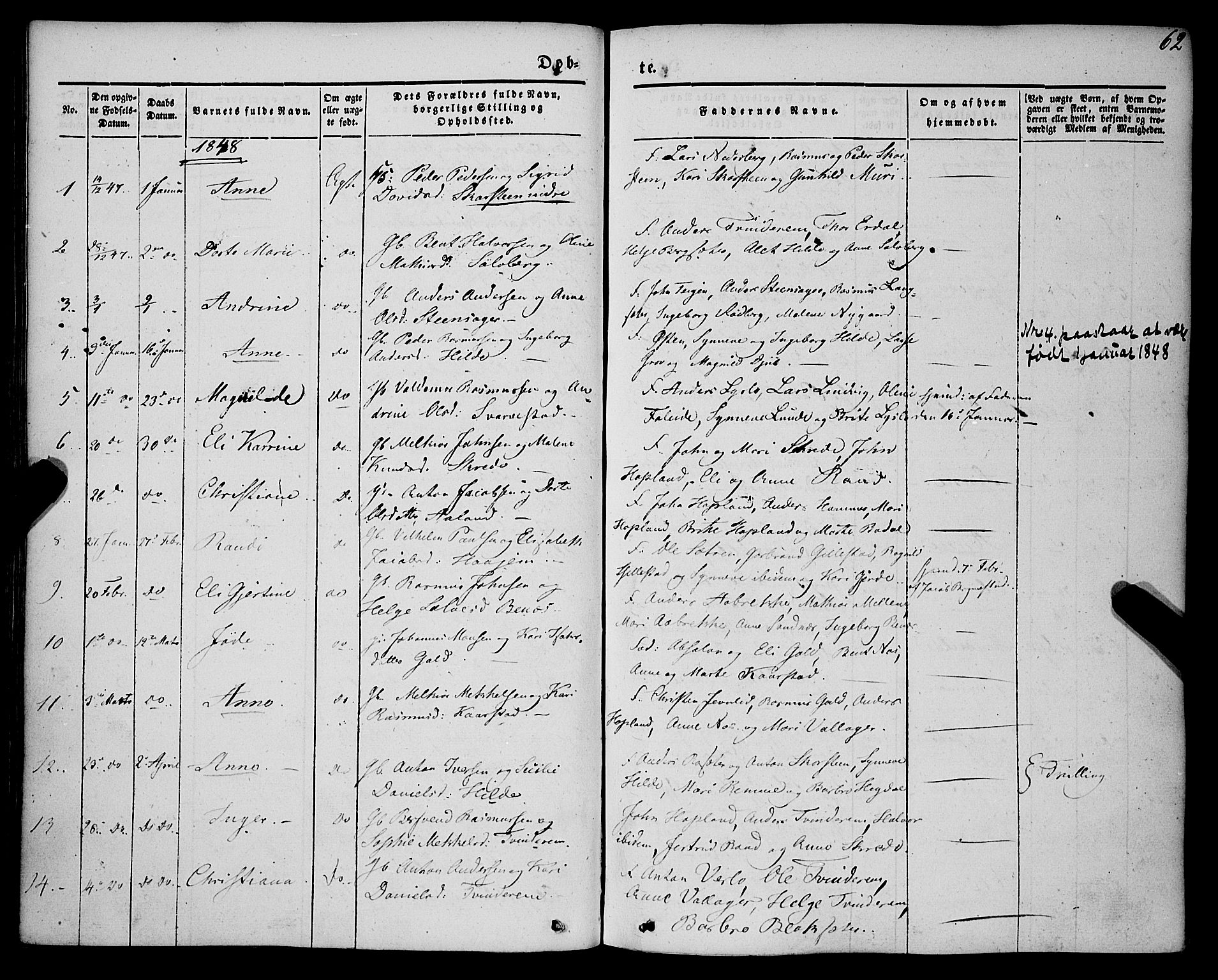 Innvik sokneprestembete, AV/SAB-A-80501: Parish register (official) no. A 5, 1847-1865, p. 62