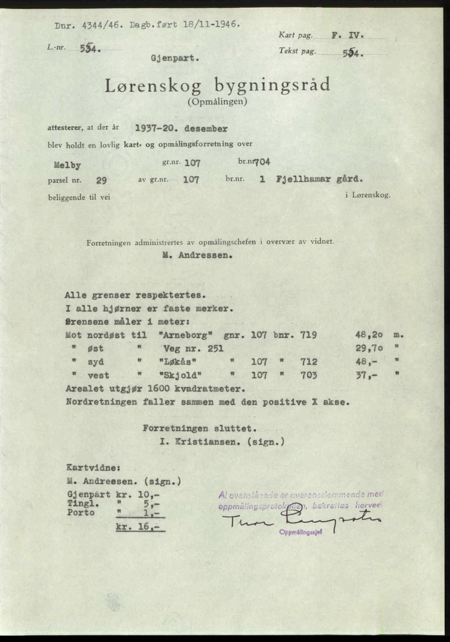 Nedre Romerike sorenskriveri, AV/SAO-A-10469/G/Gb/Gbd/L0017: Mortgage book no. 17, 1946-1946, Diary no: : 4344/1946