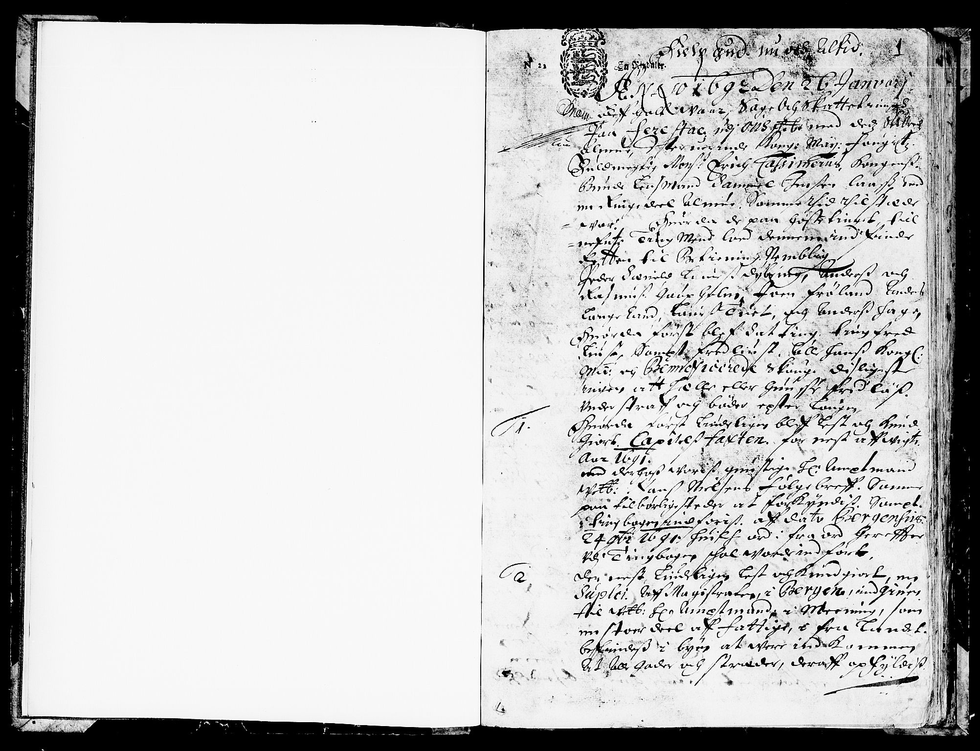 Sunnhordland sorenskrivar, SAB/A-2401/1/F/Faa/L0023: Tingbøker, 1692, p. 0b-1a