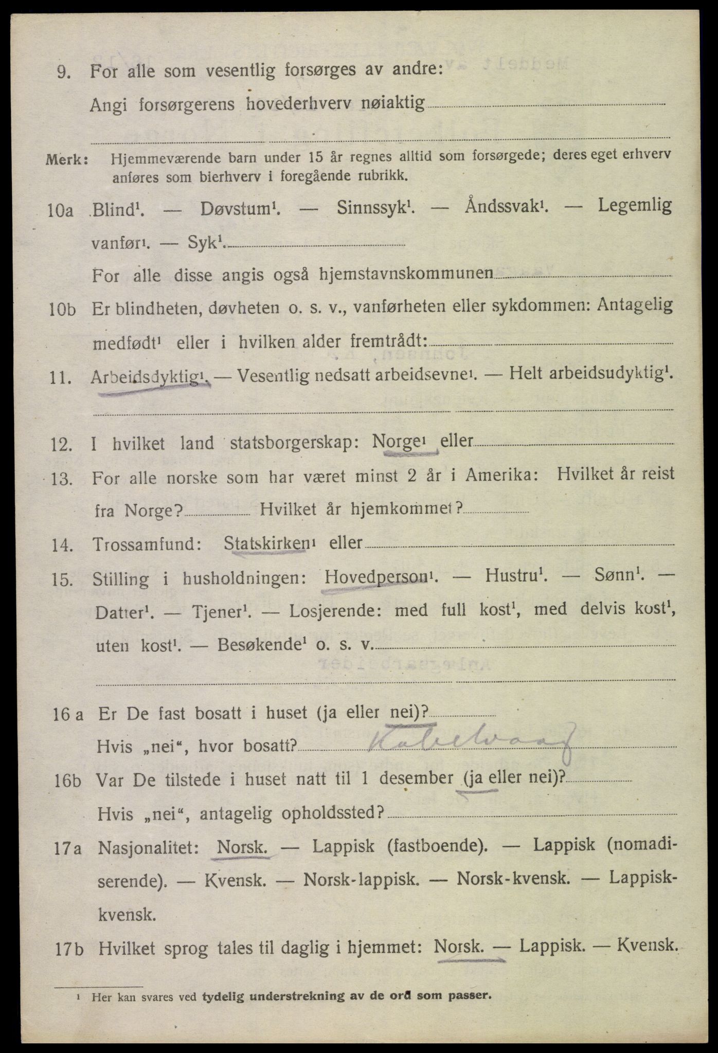 SAT, 1920 census for Vågan, 1920, p. 6124